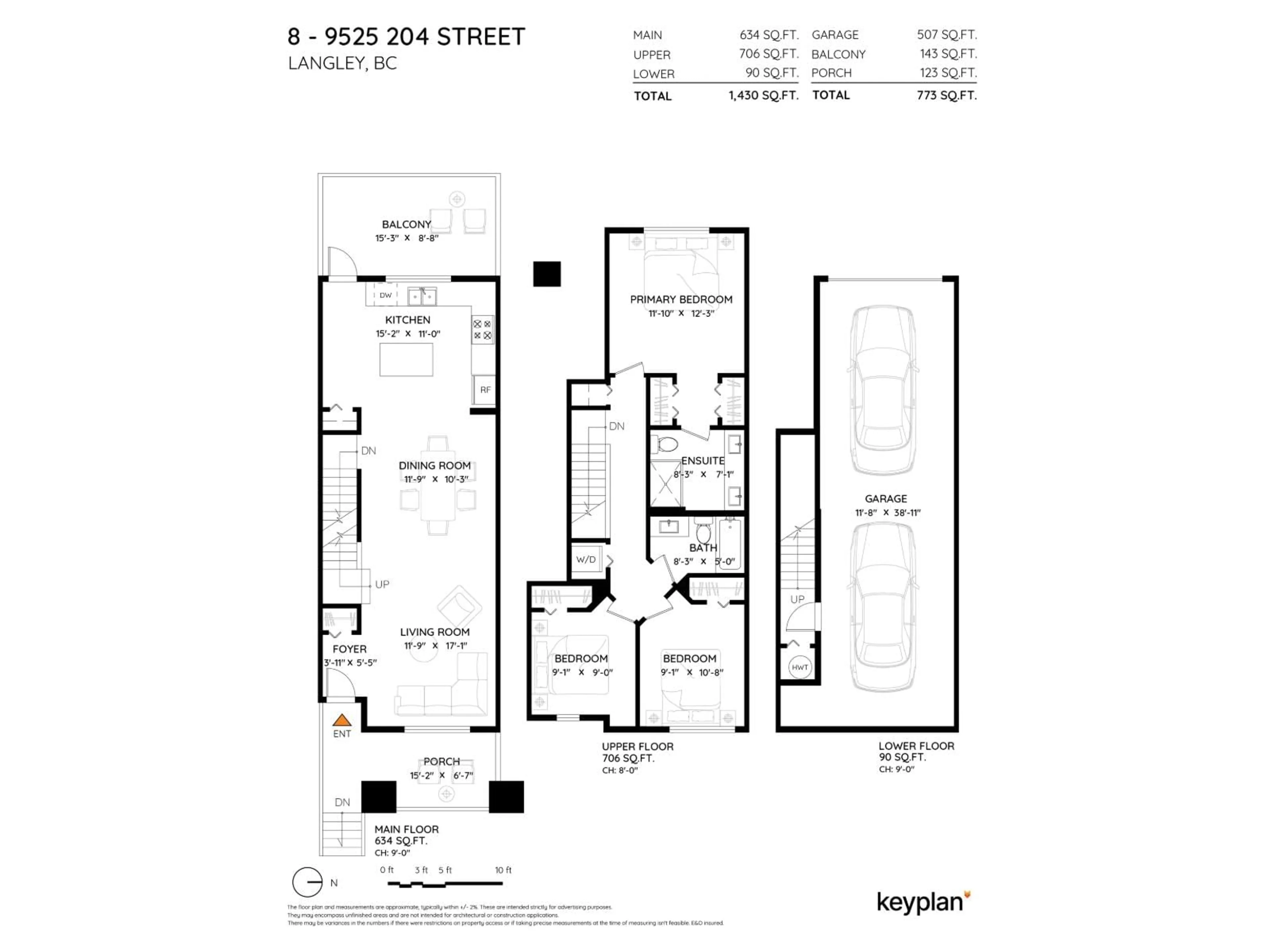 Floor plan for 8 - 9525 204 STREET, Langley British Columbia V1M0B9