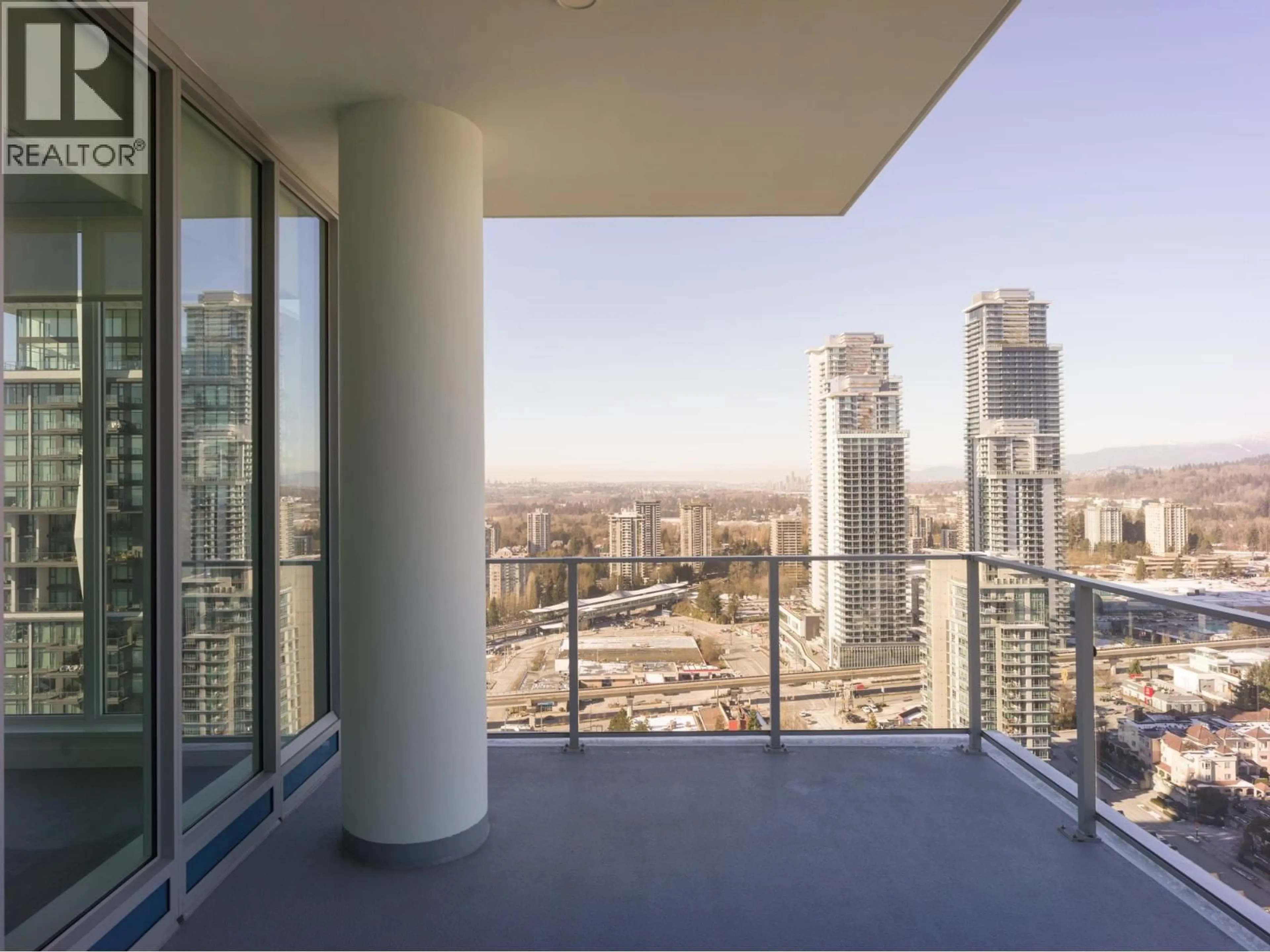 Balcony in the apartment, city buildings view from balcony for 2508 - 555 SYDNEY AVENUE, Coquitlam British Columbia V3K0G5