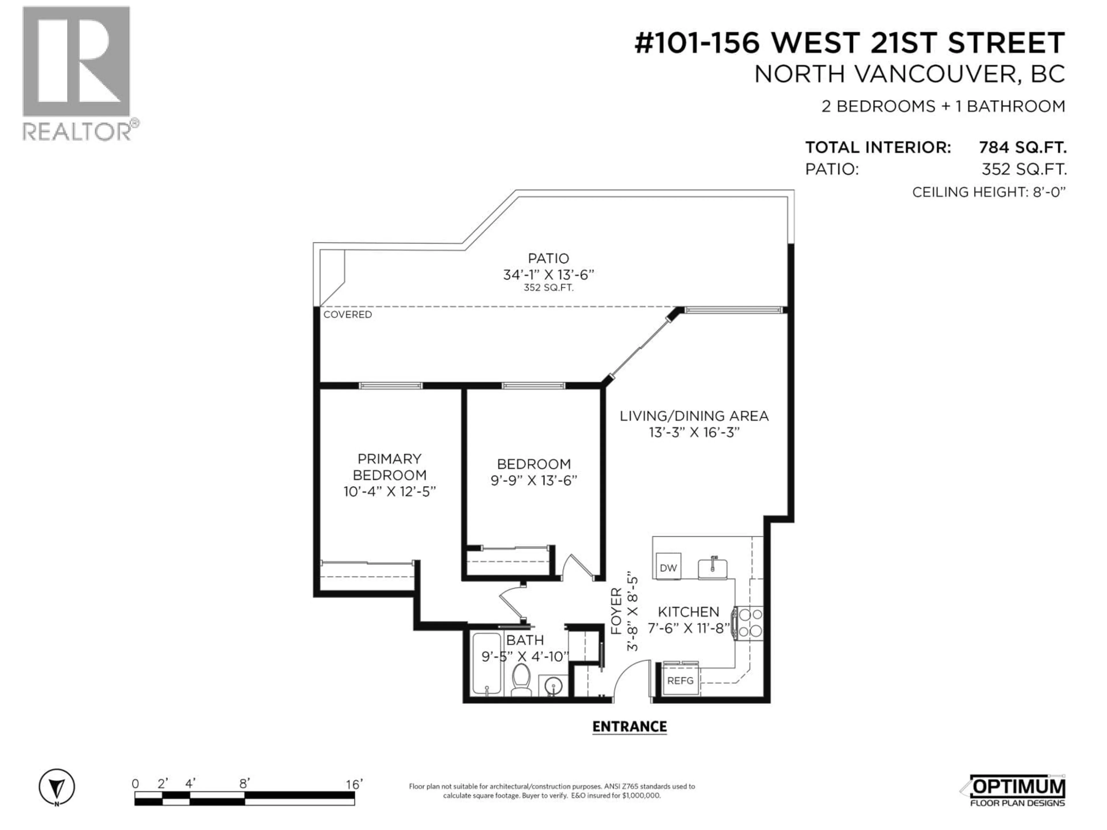Floor plan for 101 - 156 21ST STREET, North Vancouver British Columbia V7M1Y9