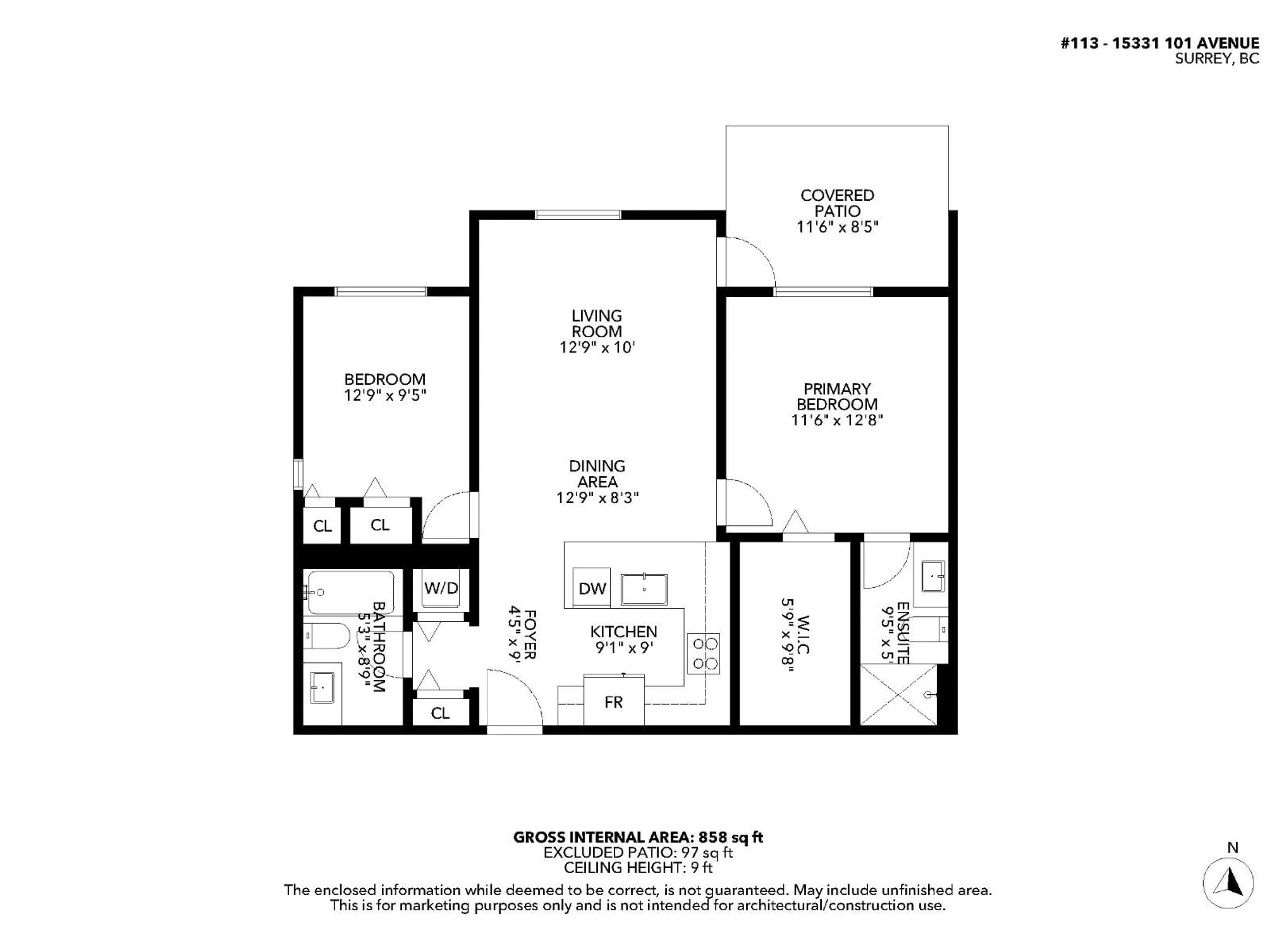 Floor plan for 113 - 15351 101 AVENUE, Surrey British Columbia V3R0G2