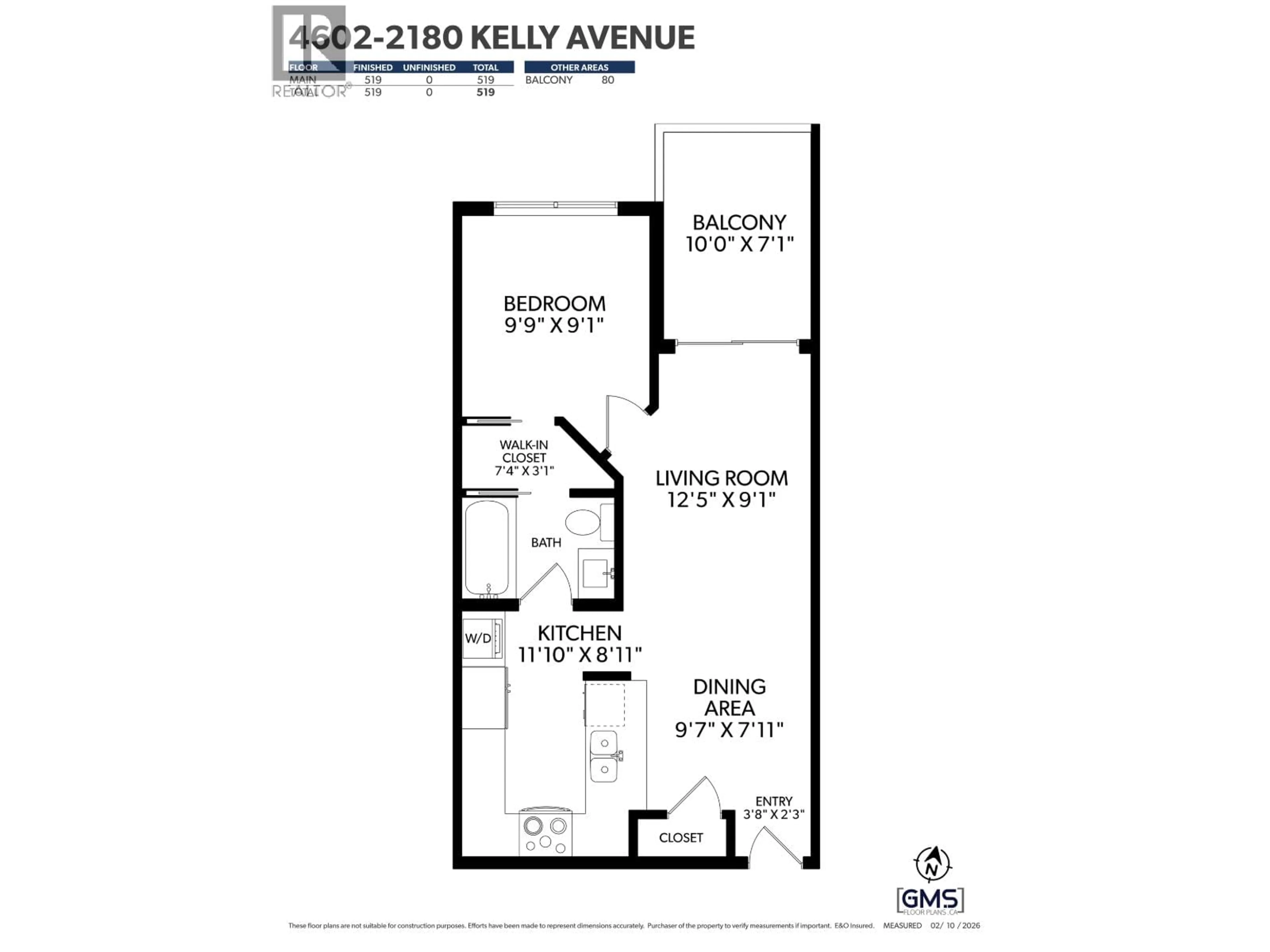 Floor plan for 4602 - 2180 KELLY AVENUE, Port Coquitlam British Columbia V3C0L1