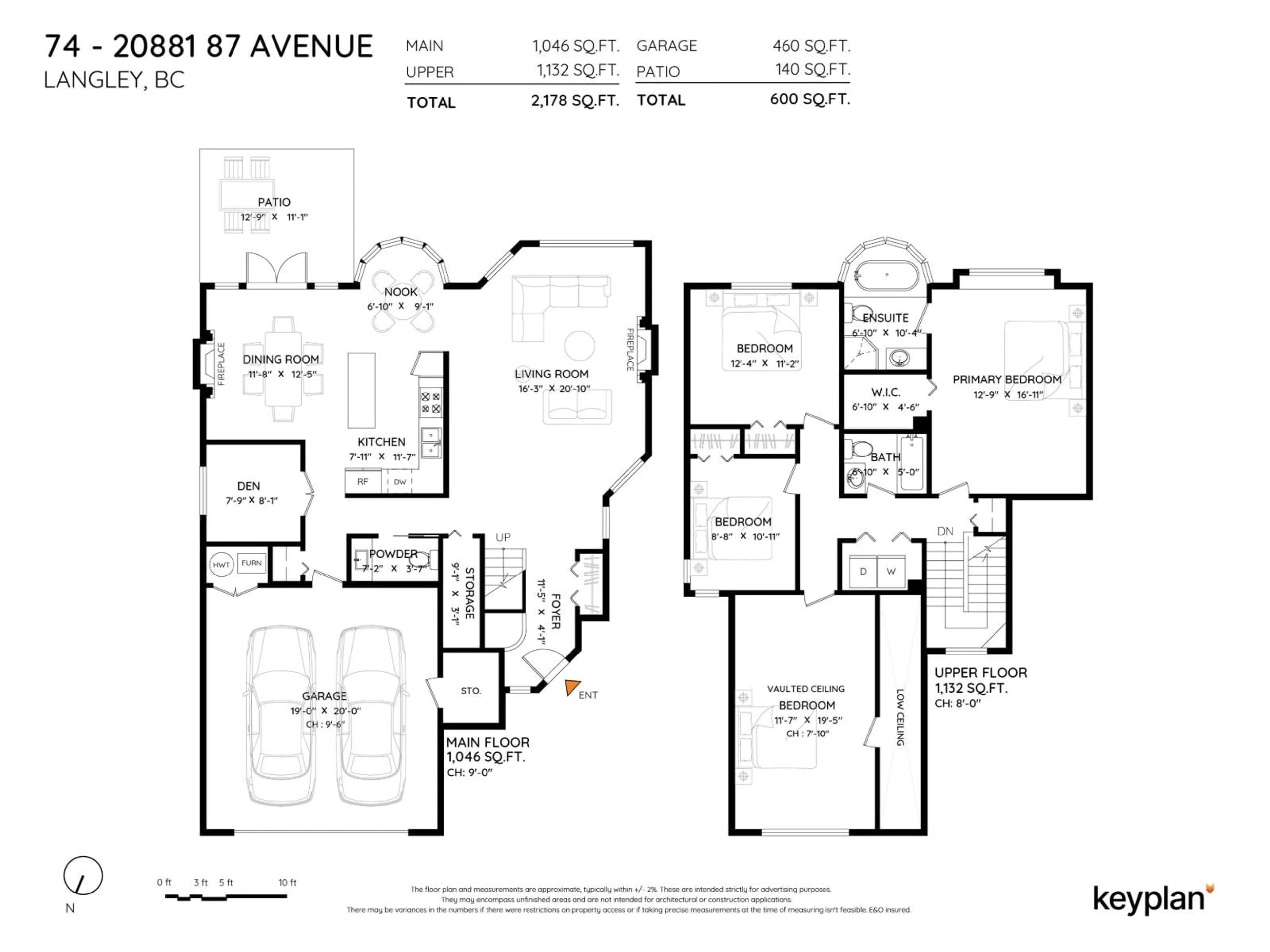 Floor plan for 74 - 20881 87 AVENUE, Langley British Columbia V1M3X1
