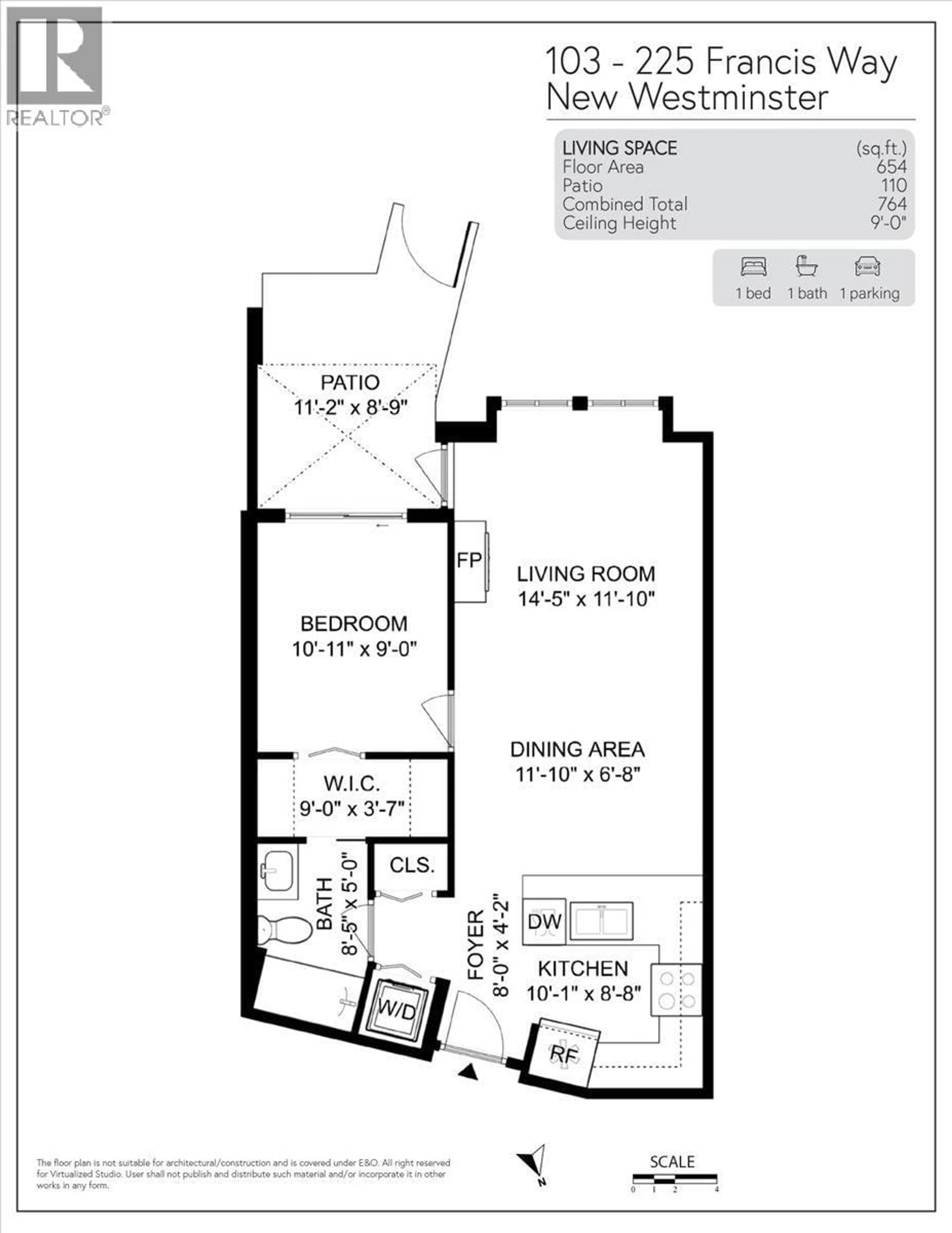 Floor plan for 103 - 225 FRANCIS WAY, New Westminster British Columbia V3L0G1