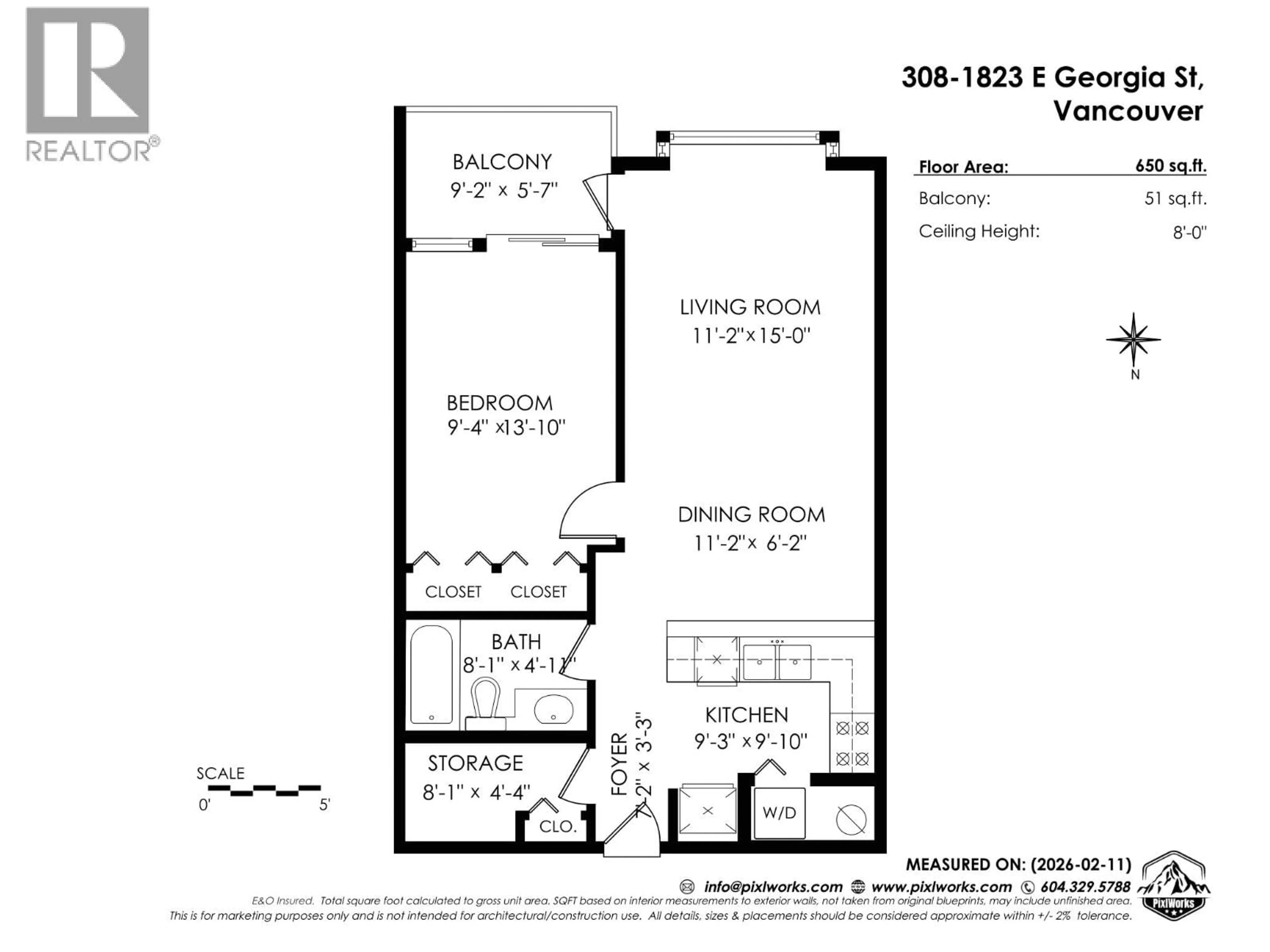 Floor plan for 308 - 1823 GEORGIA STREET, Vancouver British Columbia V5L2B5