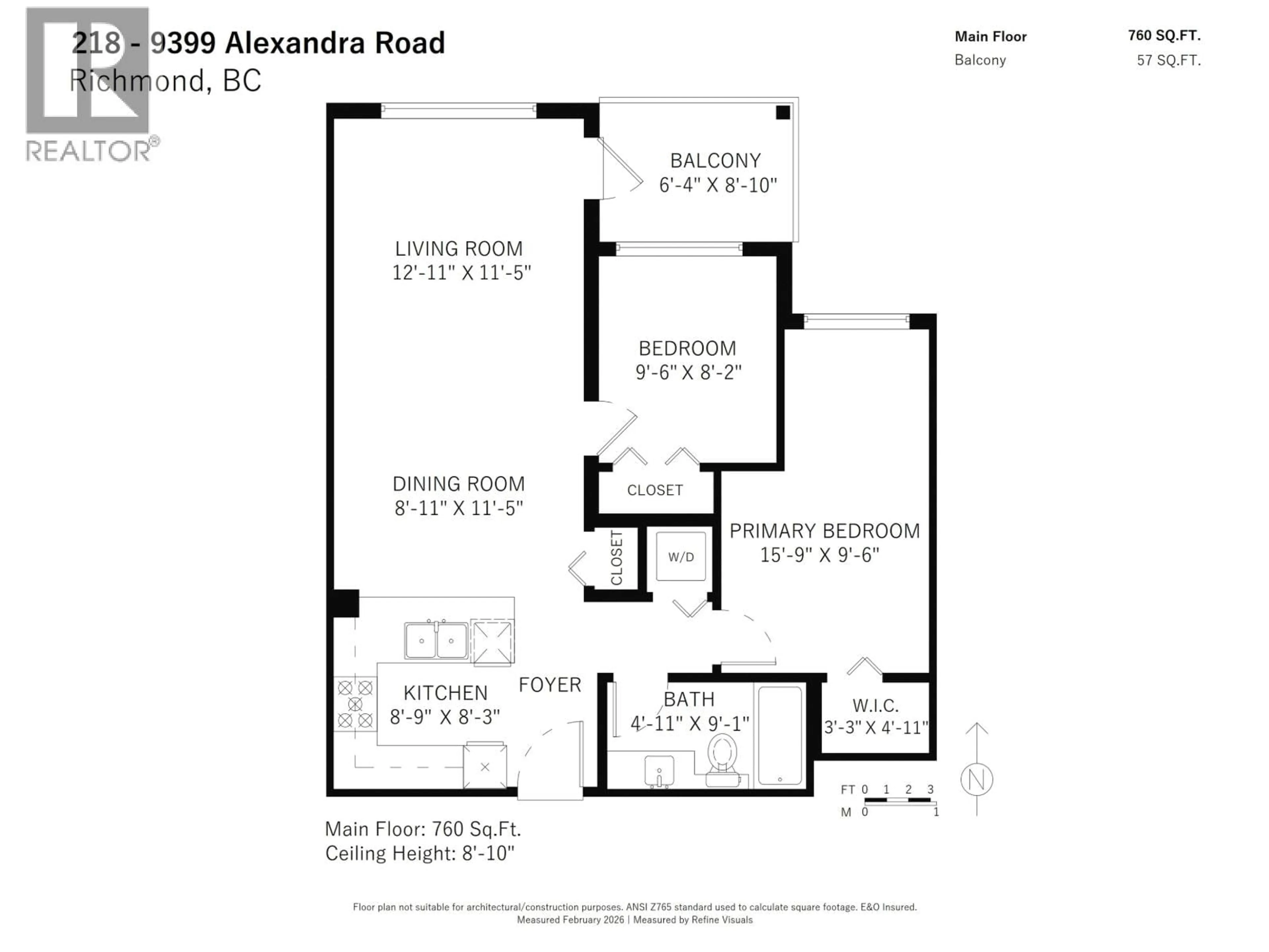 Floor plan for 218 - 9399 ALEXANDRA ROAD, Richmond British Columbia V6X0L7