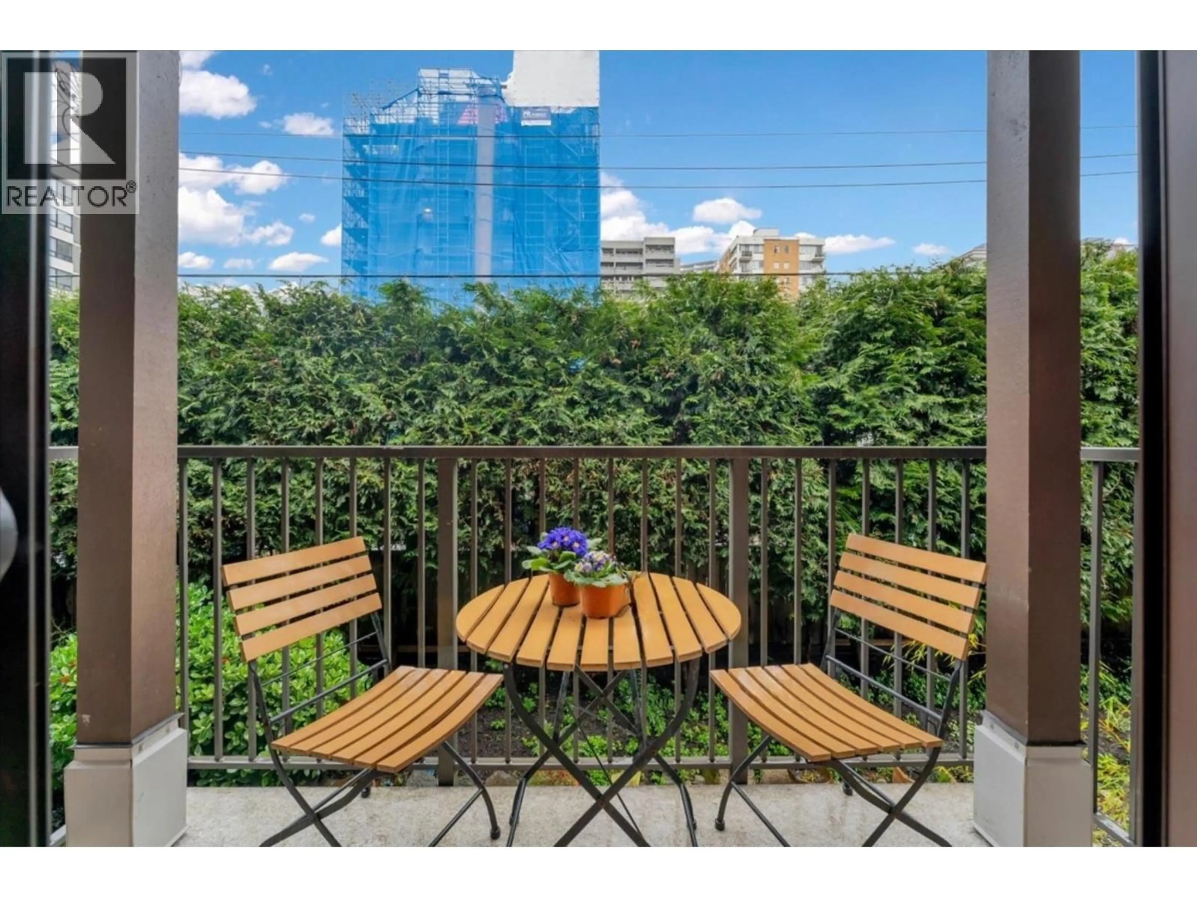 Balcony in the apartment, city buildings view from balcony for 207 - 1655 NELSON STREET, Vancouver British Columbia V6G1M4