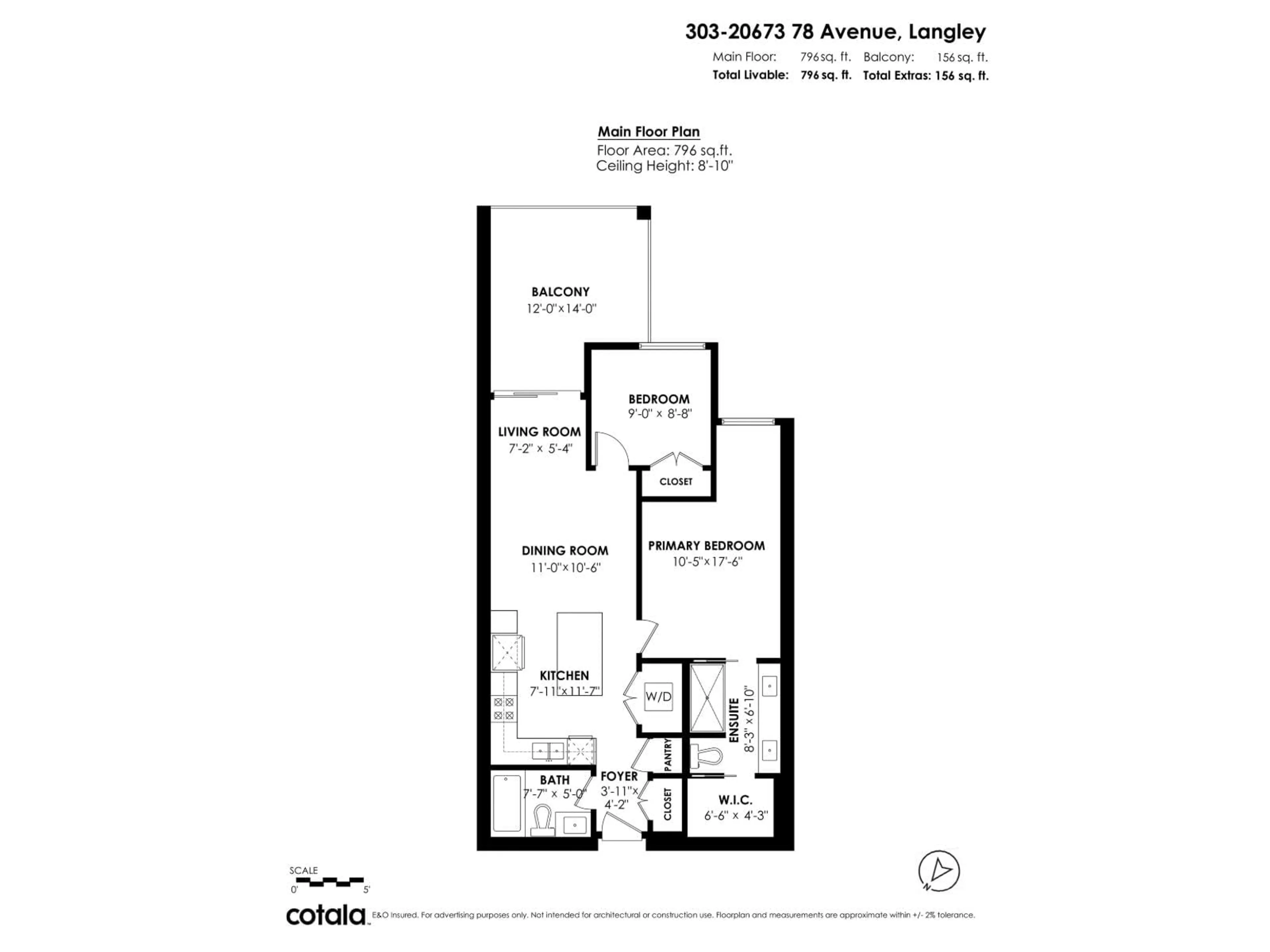 Floor plan for 303 - 20673 78 AVENUE, Langley British Columbia V2Y3K1