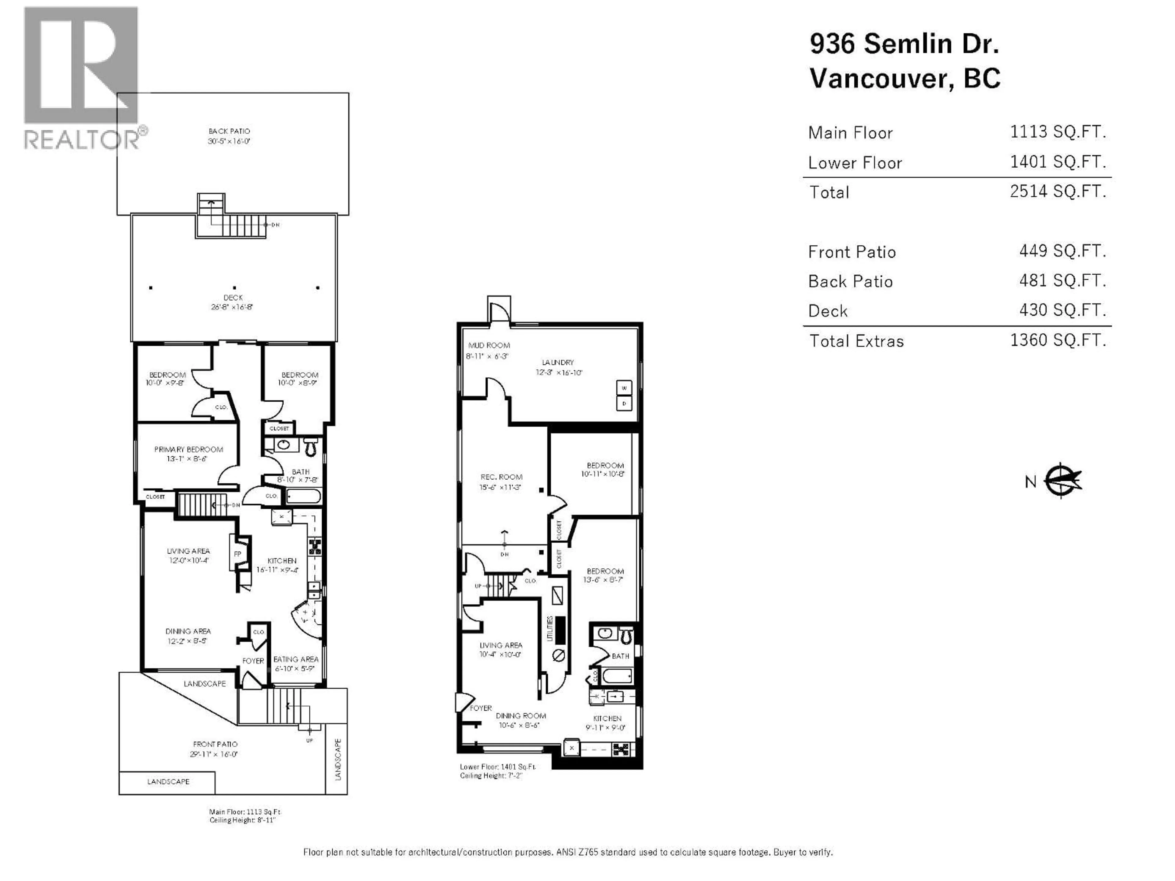 Floor plan for 936 SEMLIN DRIVE, Vancouver British Columbia V5L4J8