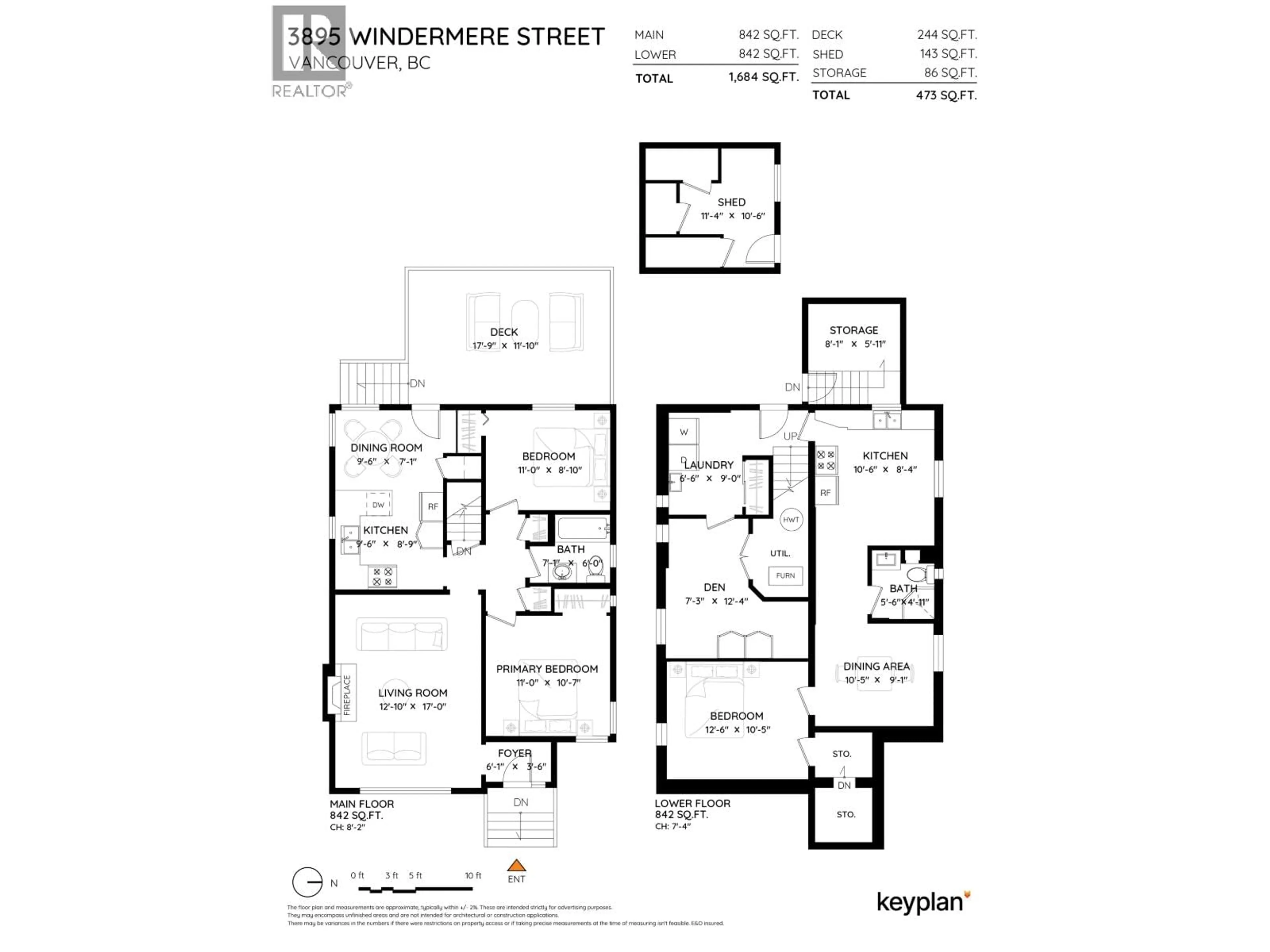 Floor plan for 3895 WINDERMERE STREET, Vancouver British Columbia V5R2G4