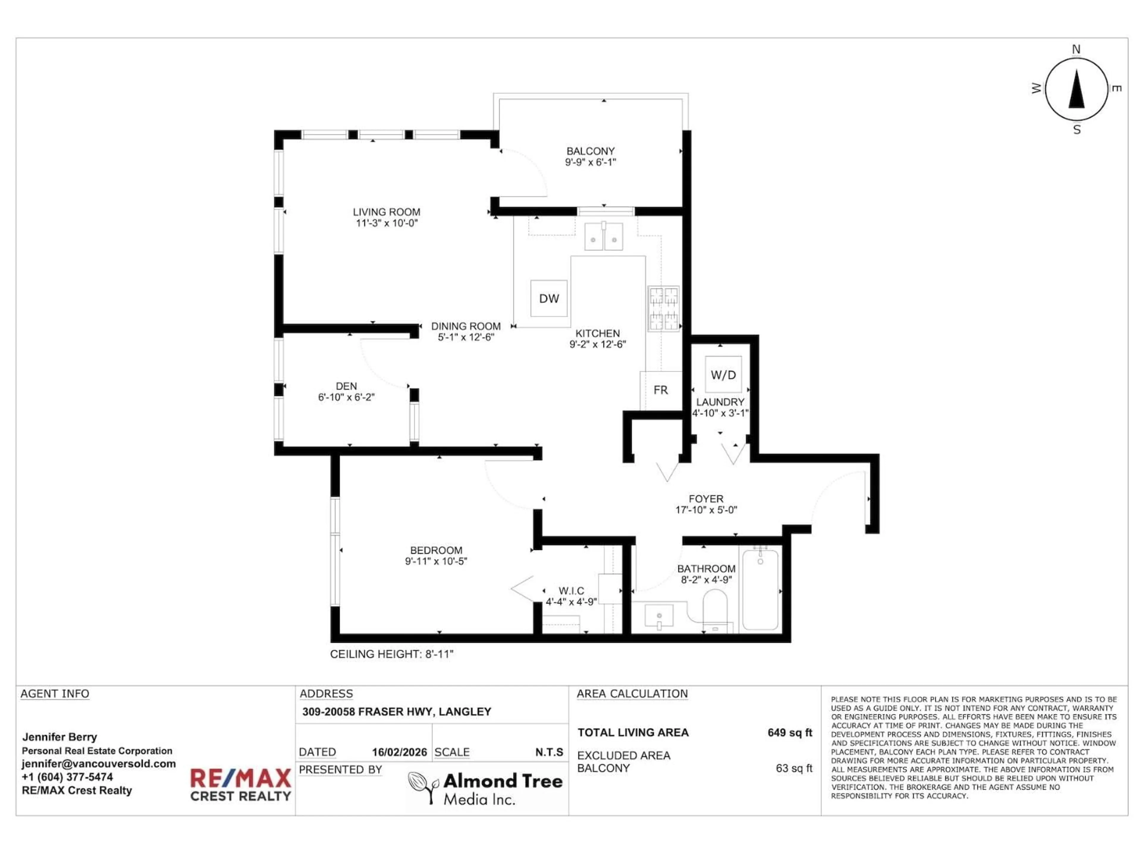Floor plan for 309 - 20058 FRASER HIGHWAY, Langley British Columbia V3A0E5