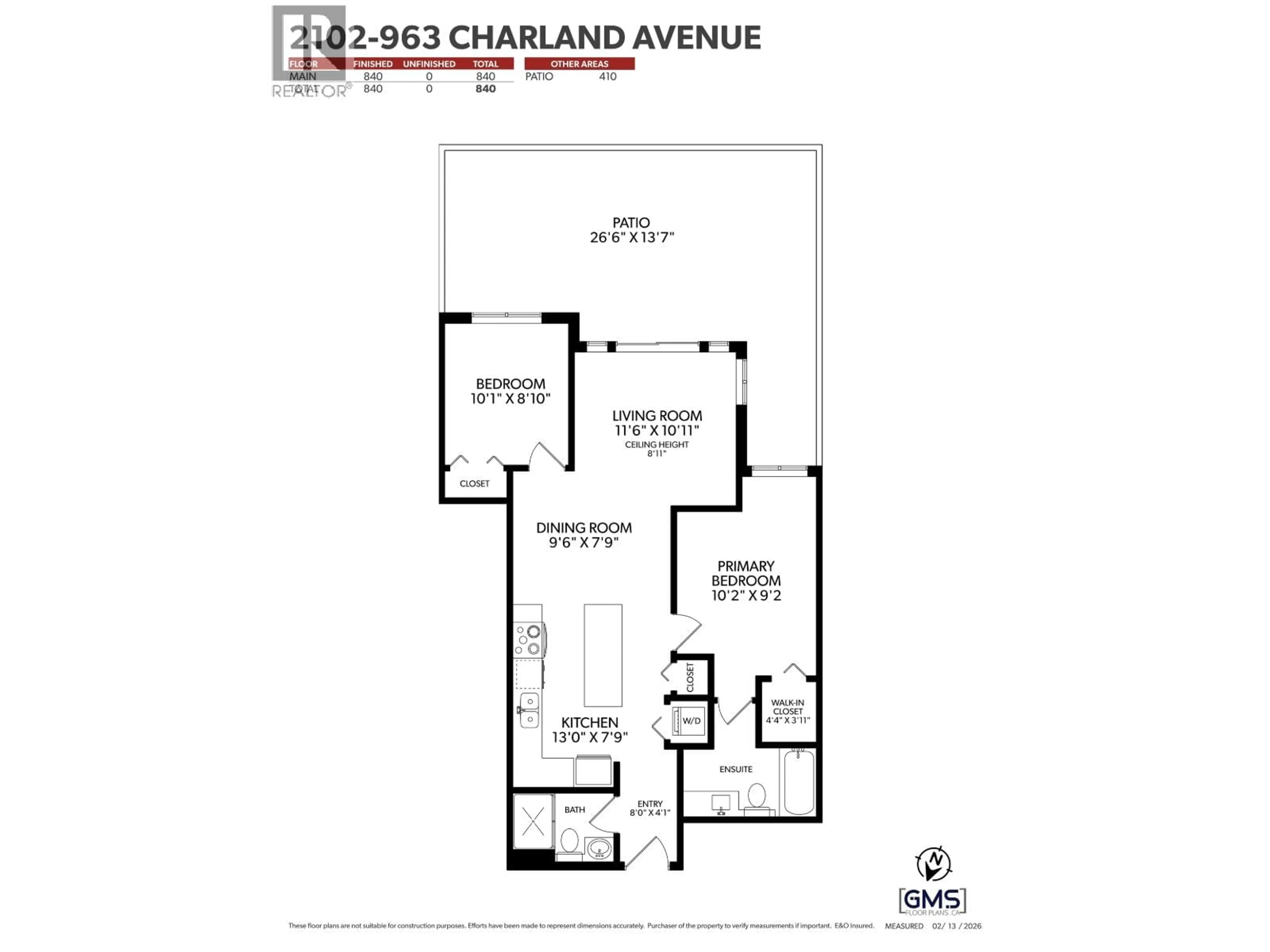 Floor plan for 2102 - 963 CHARLAND AVENUE, Coquitlam British Columbia V3K0E2