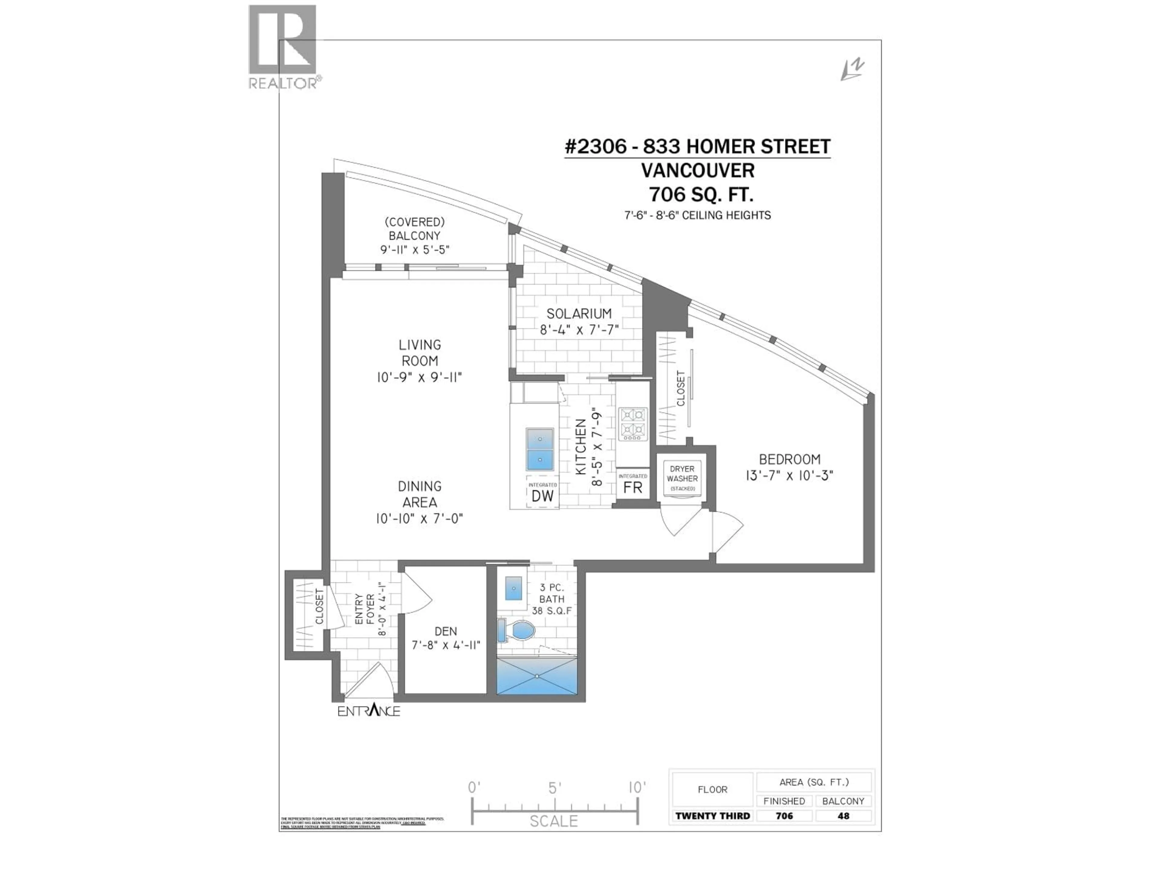 Floor plan for 2306 - 833 HOMER STREET, Vancouver British Columbia V6B0H4