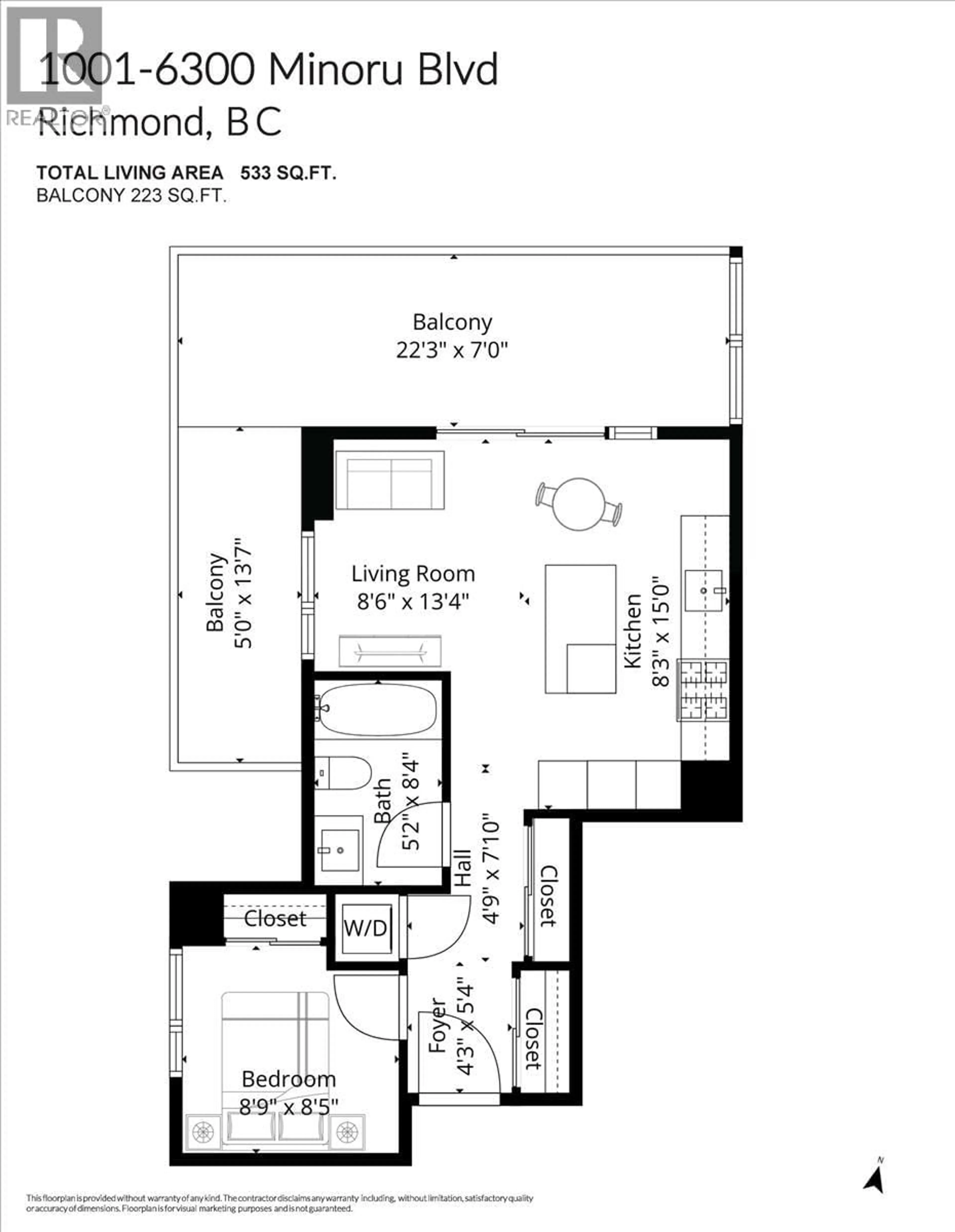 Floor plan for 1001 - 6300 MINORU BOULEVARD, Richmond British Columbia V6Y0N1