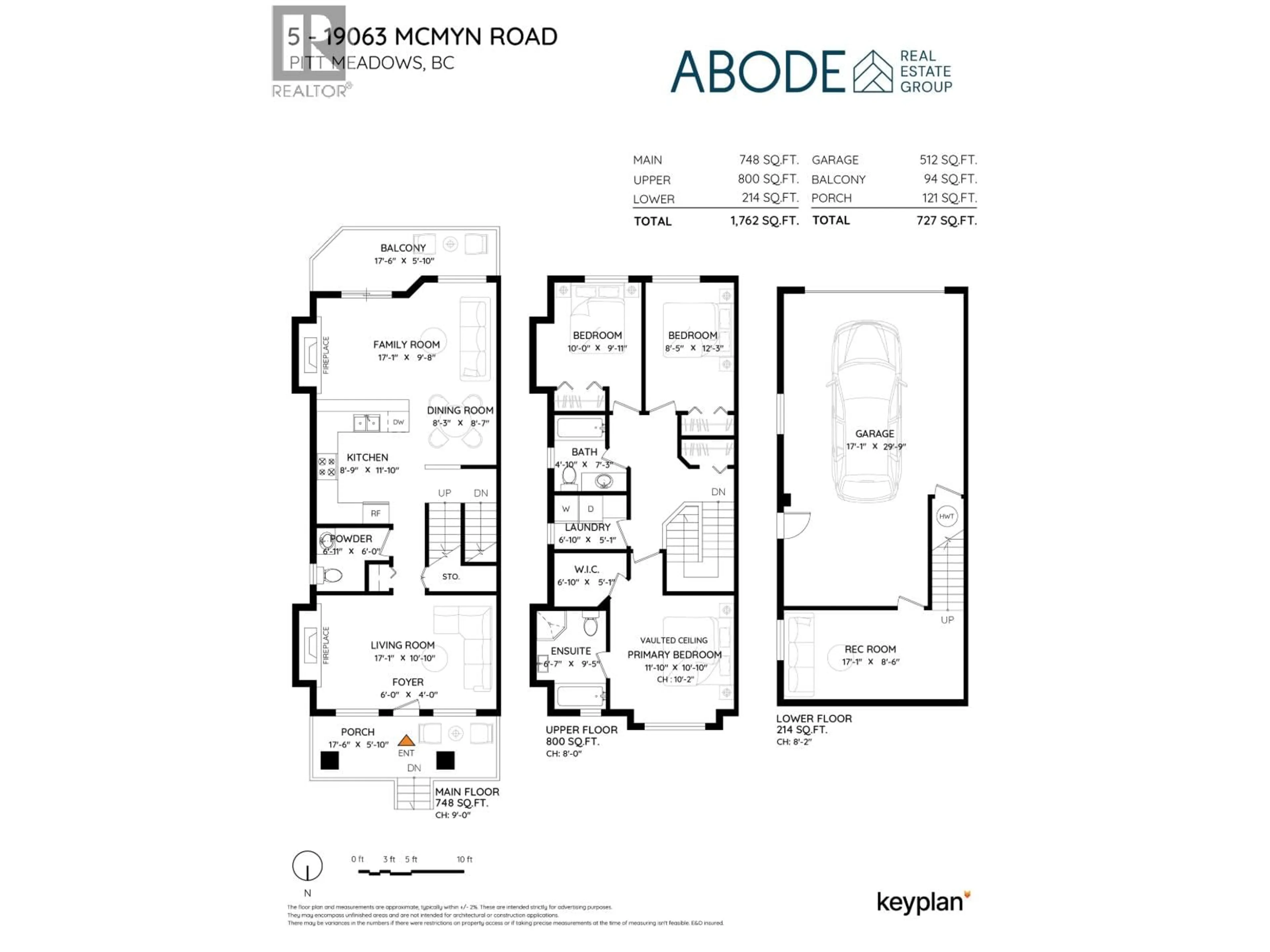 Floor plan for 5 - 19063 MCMYN ROAD, Pitt Meadows British Columbia V3Y2W5