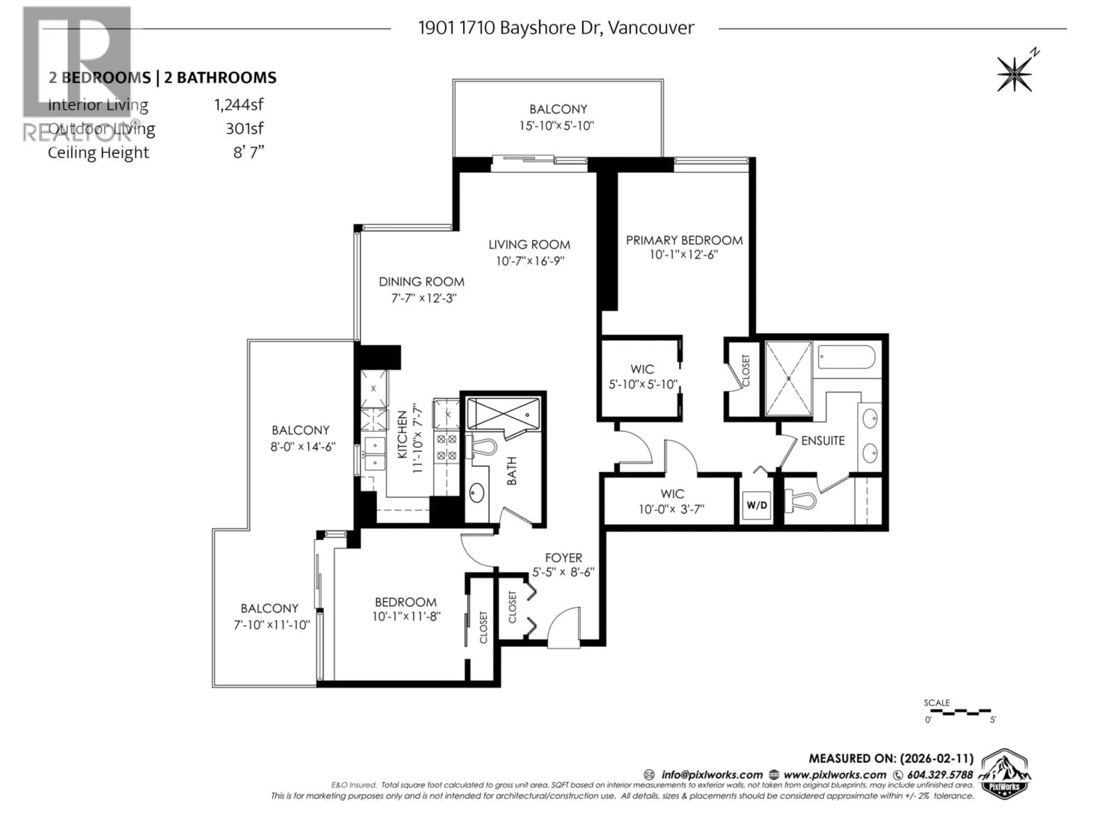 Floor plan for 1901 - 1710 BAYSHORE DRIVE, Vancouver British Columbia V6G3G4