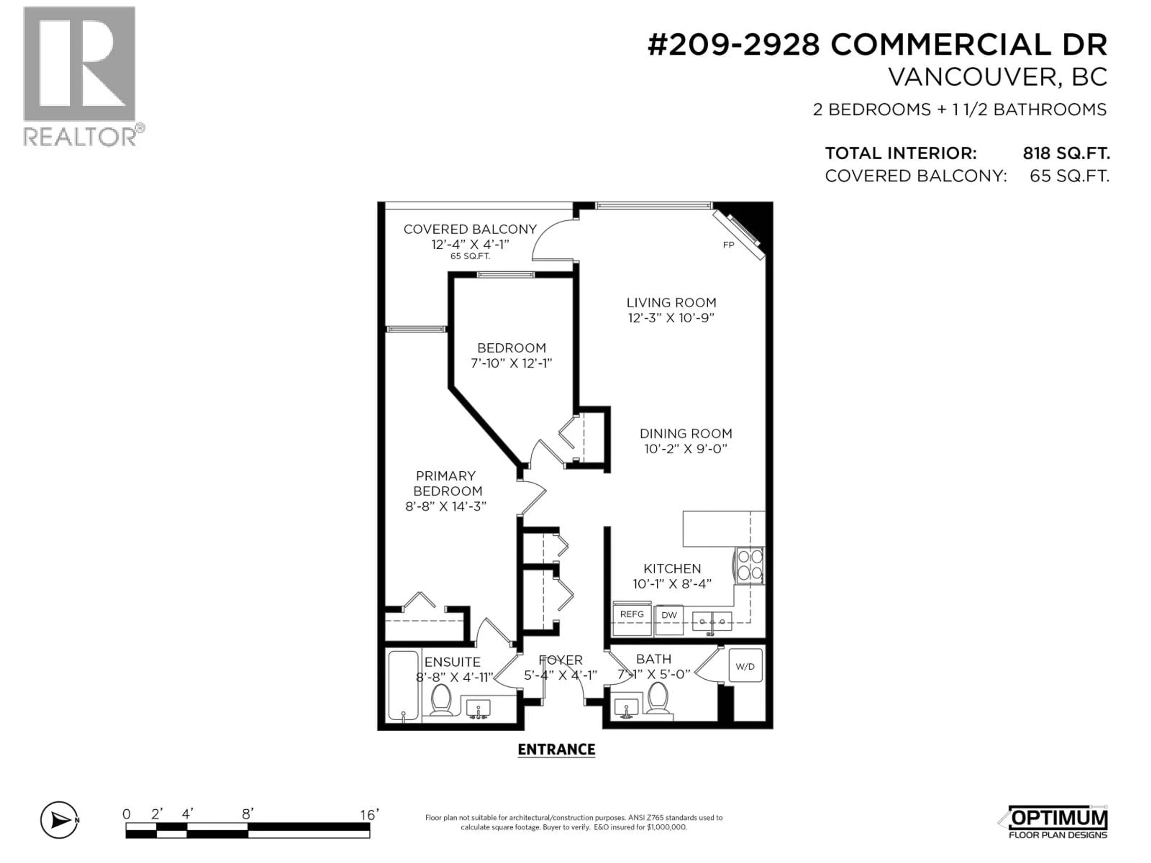 Floor plan for 209 - 2928 COMMERCIAL DRIVE, Vancouver British Columbia V5N4C9