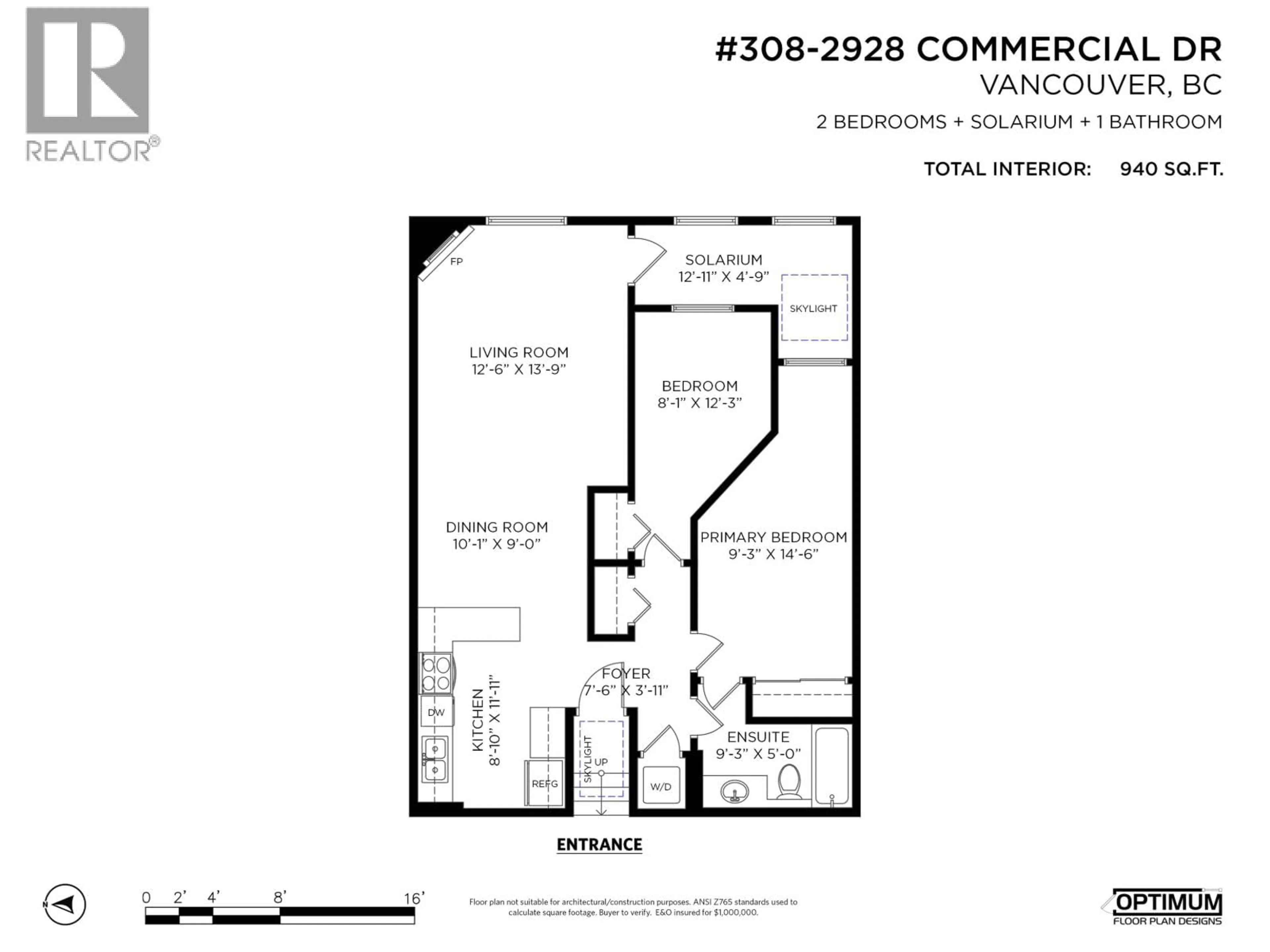 Floor plan for 308 - 2928 COMMERCIAL DRIVE, Vancouver British Columbia V5N4C9