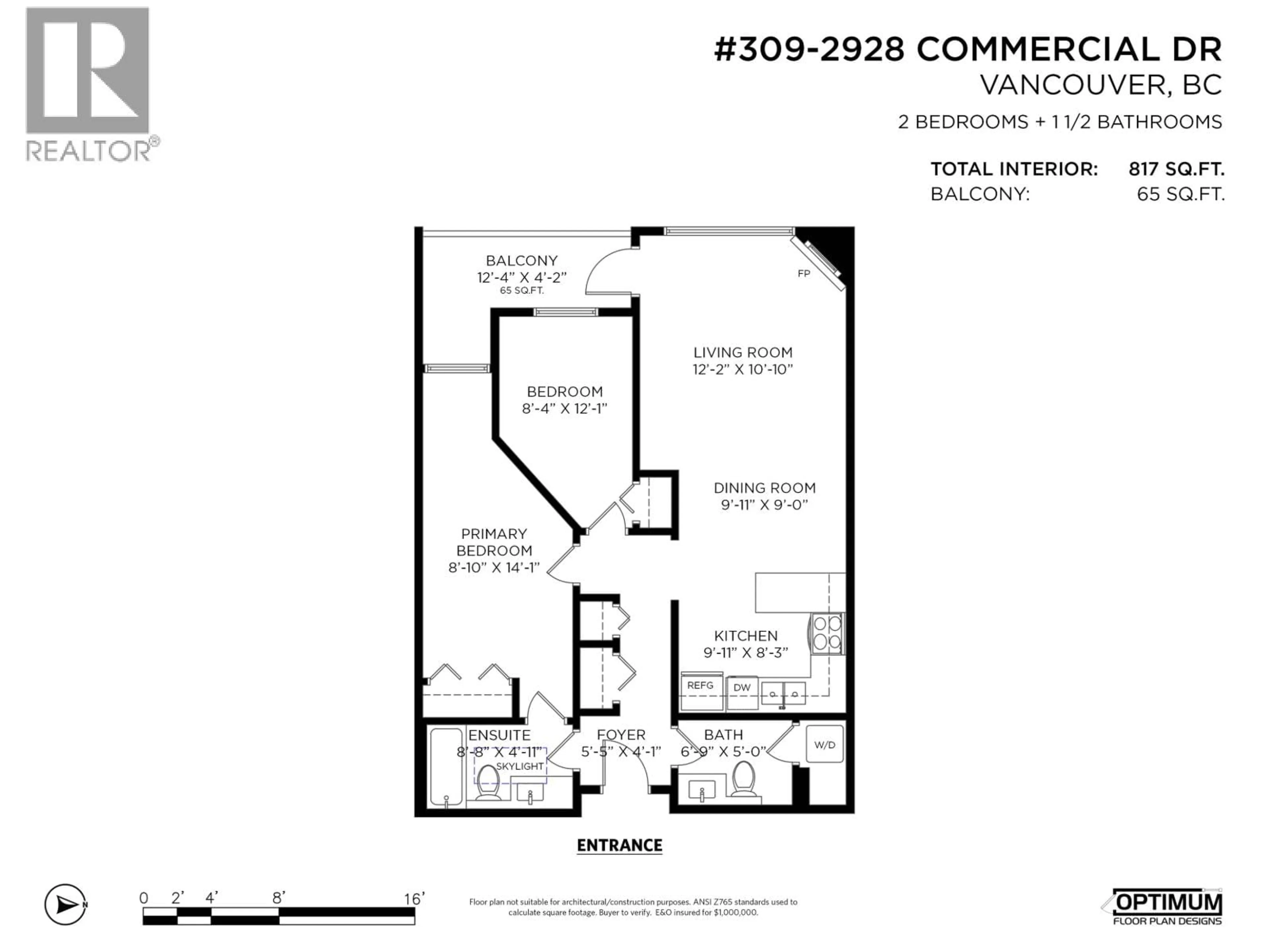 Floor plan for 309 - 2928 COMMERCIAL DRIVE, Vancouver British Columbia V5N4C9
