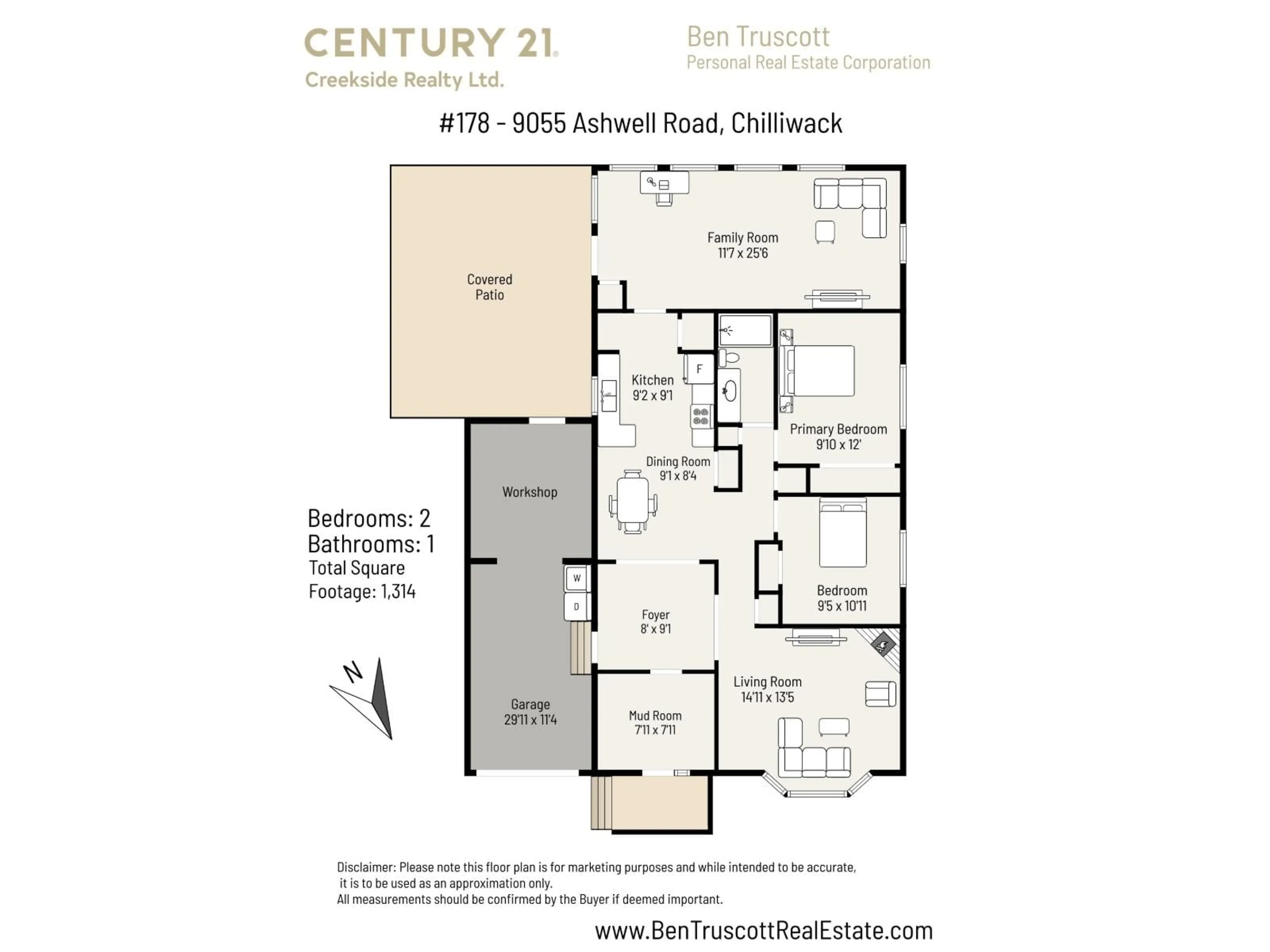 Floor plan for 178 - 9055 ASHWELL DRIVE, Chilliwack British Columbia V2P7S6