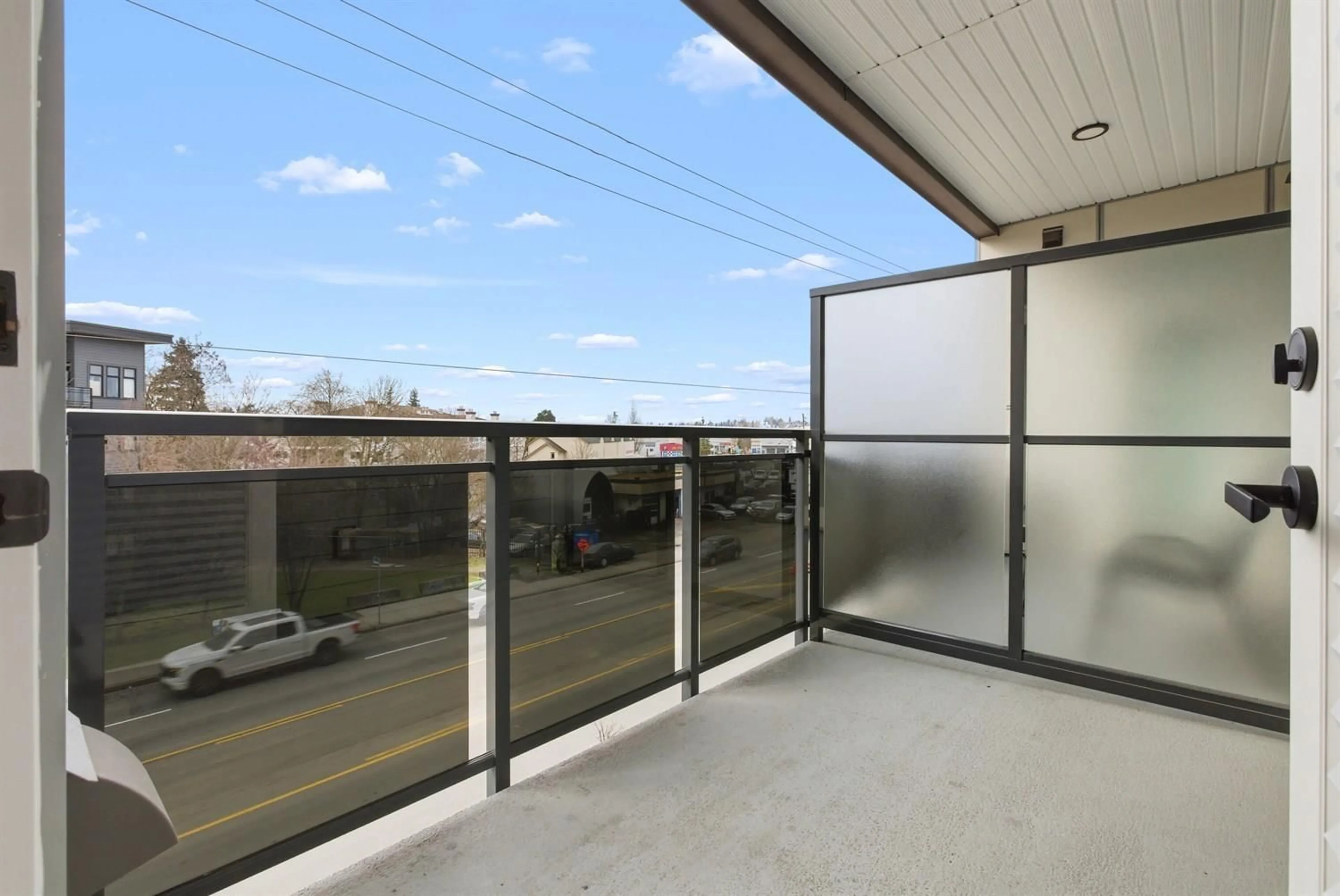 Balcony in the apartment, city buildings view from balcony for 305 - 20061 FRASER HIGHWAY, Langley British Columbia V3A0R4