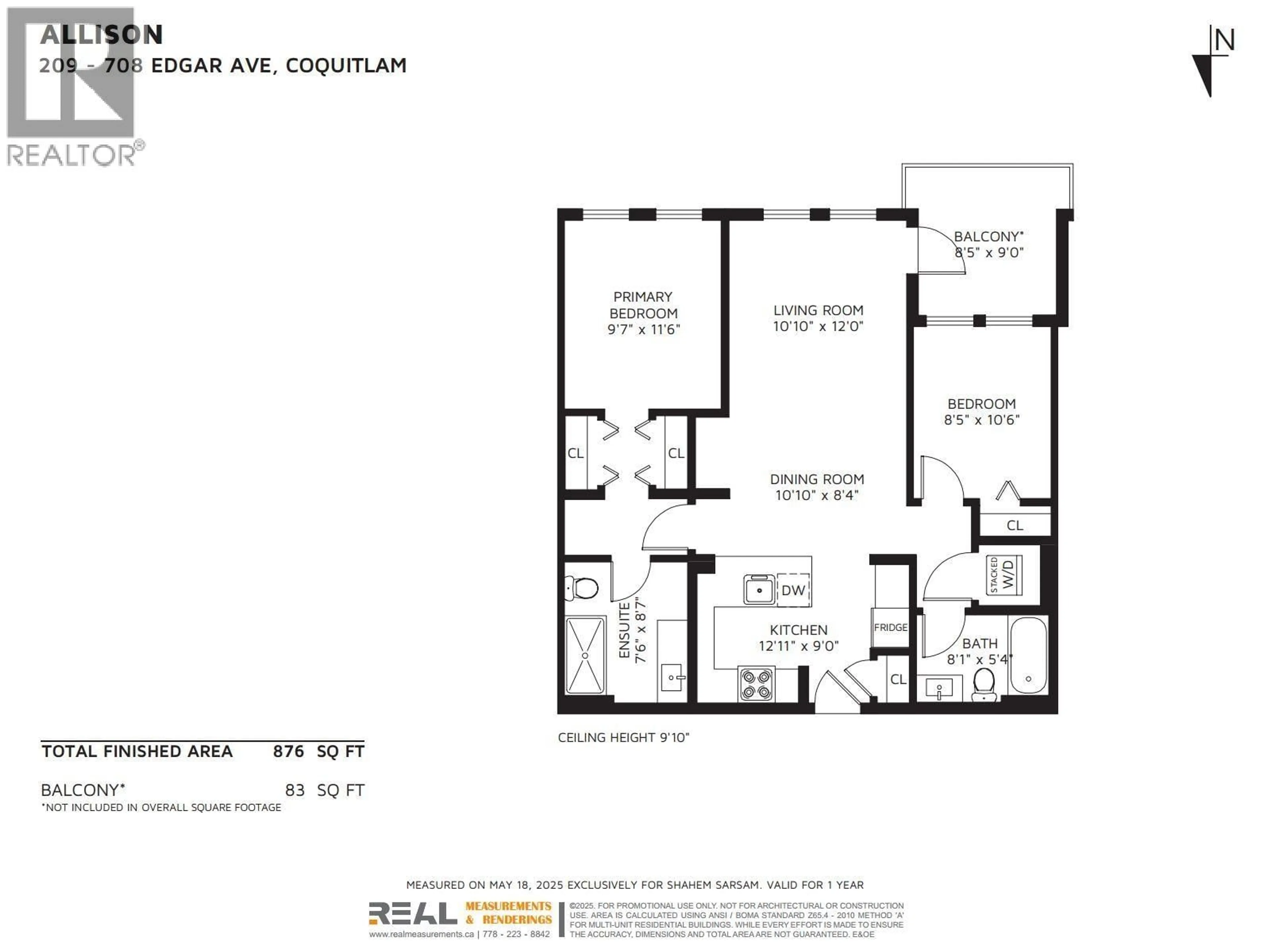 Floor plan for 209 - 708 EDGAR AVENUE, Coquitlam British Columbia V3K0H3