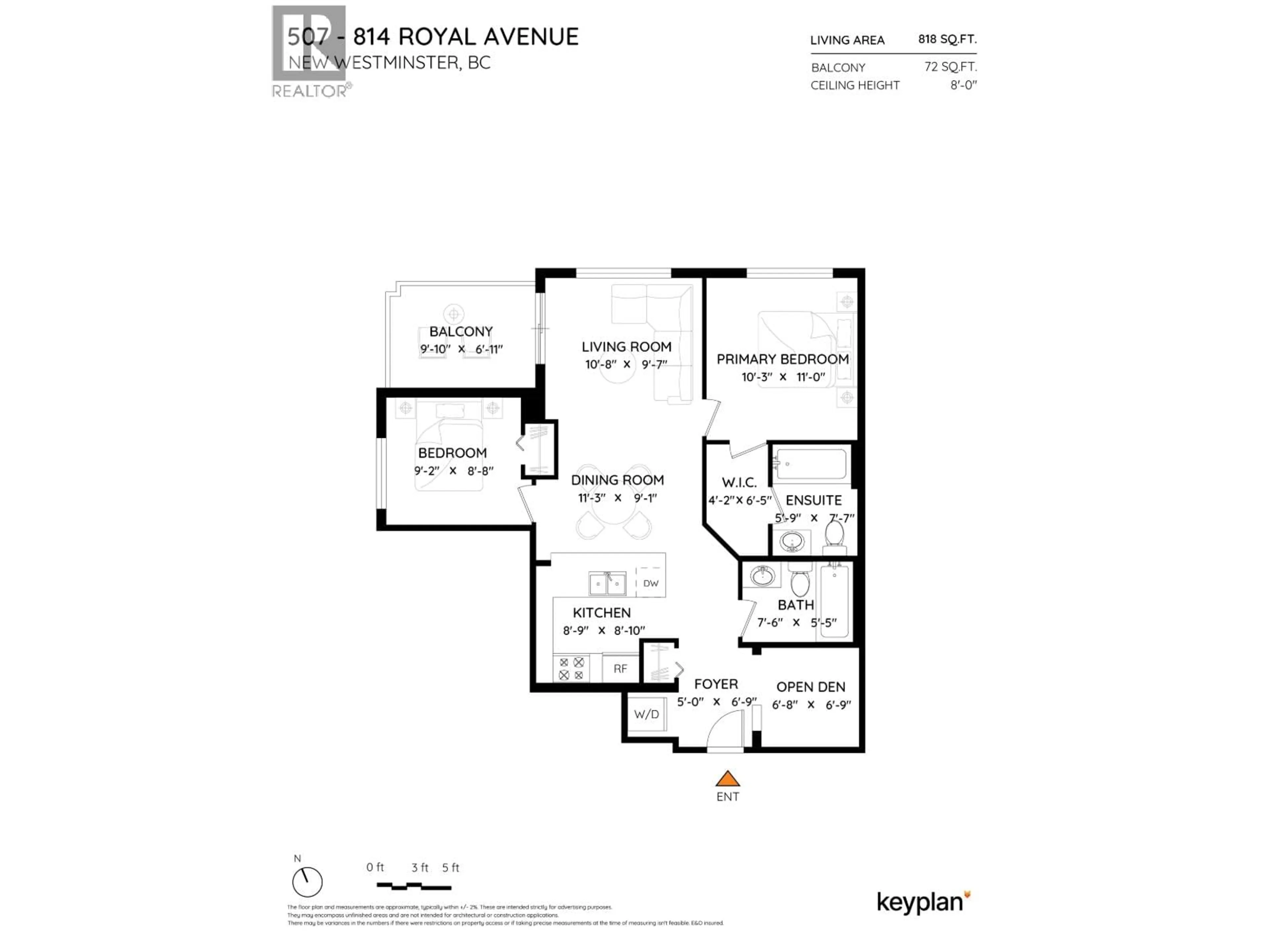 Floor plan for 507 - 814 ROYAL AVENUE, New Westminster British Columbia V3M1J9