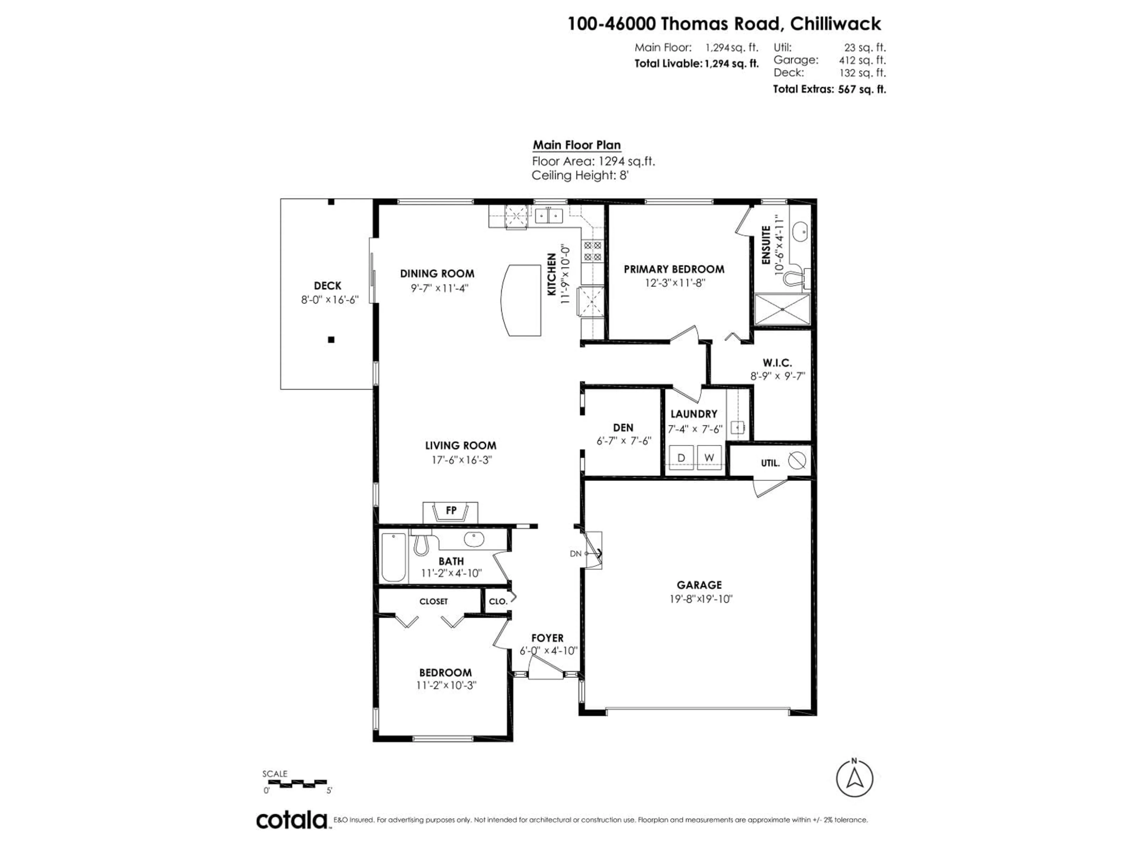 Floor plan for 100 - 46000 THOMAS ROAD, Chilliwack British Columbia V2R5W6
