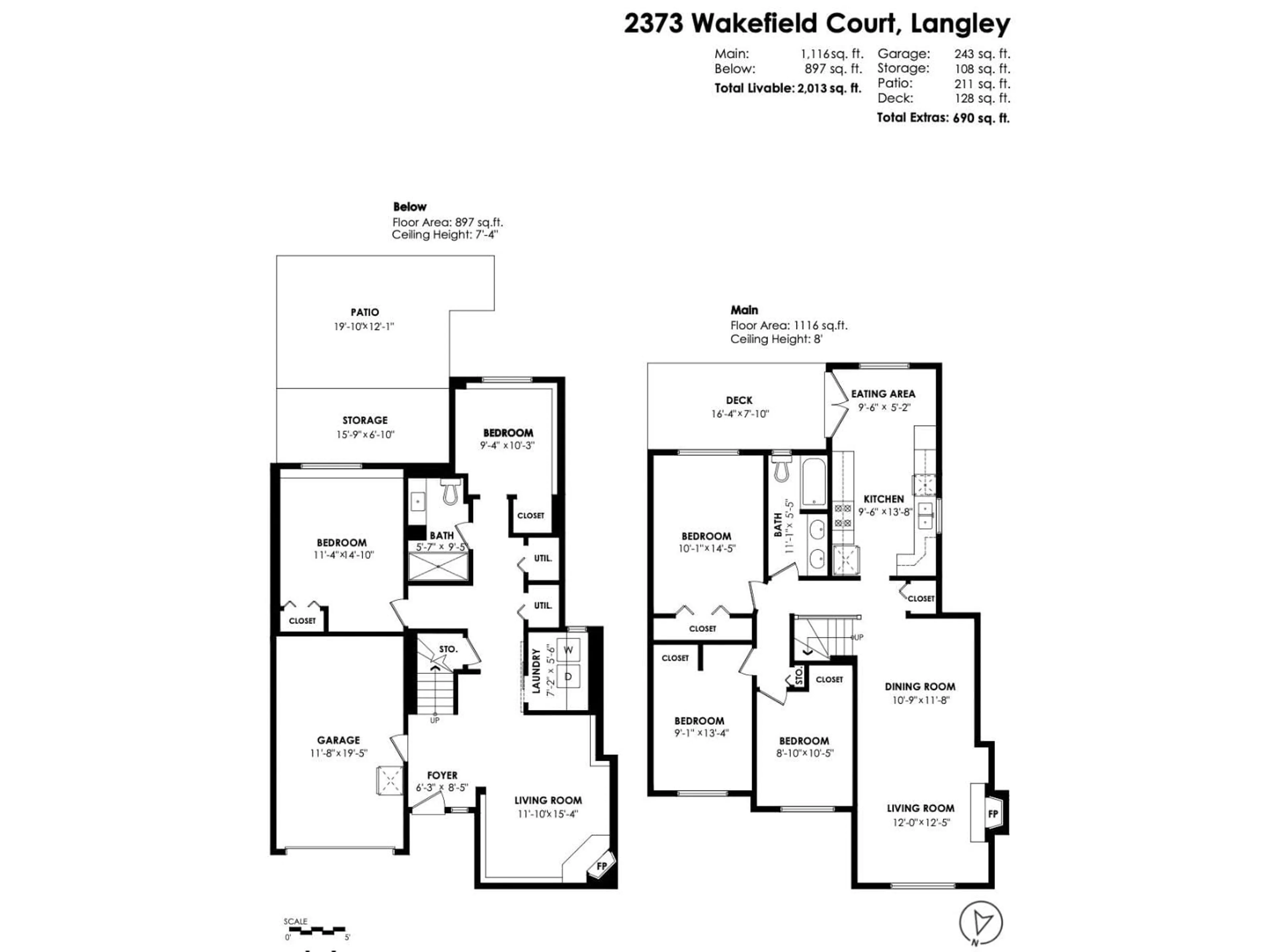 Floor plan for 2373 WAKEFIELD COURT, Langley British Columbia V2Y1E4