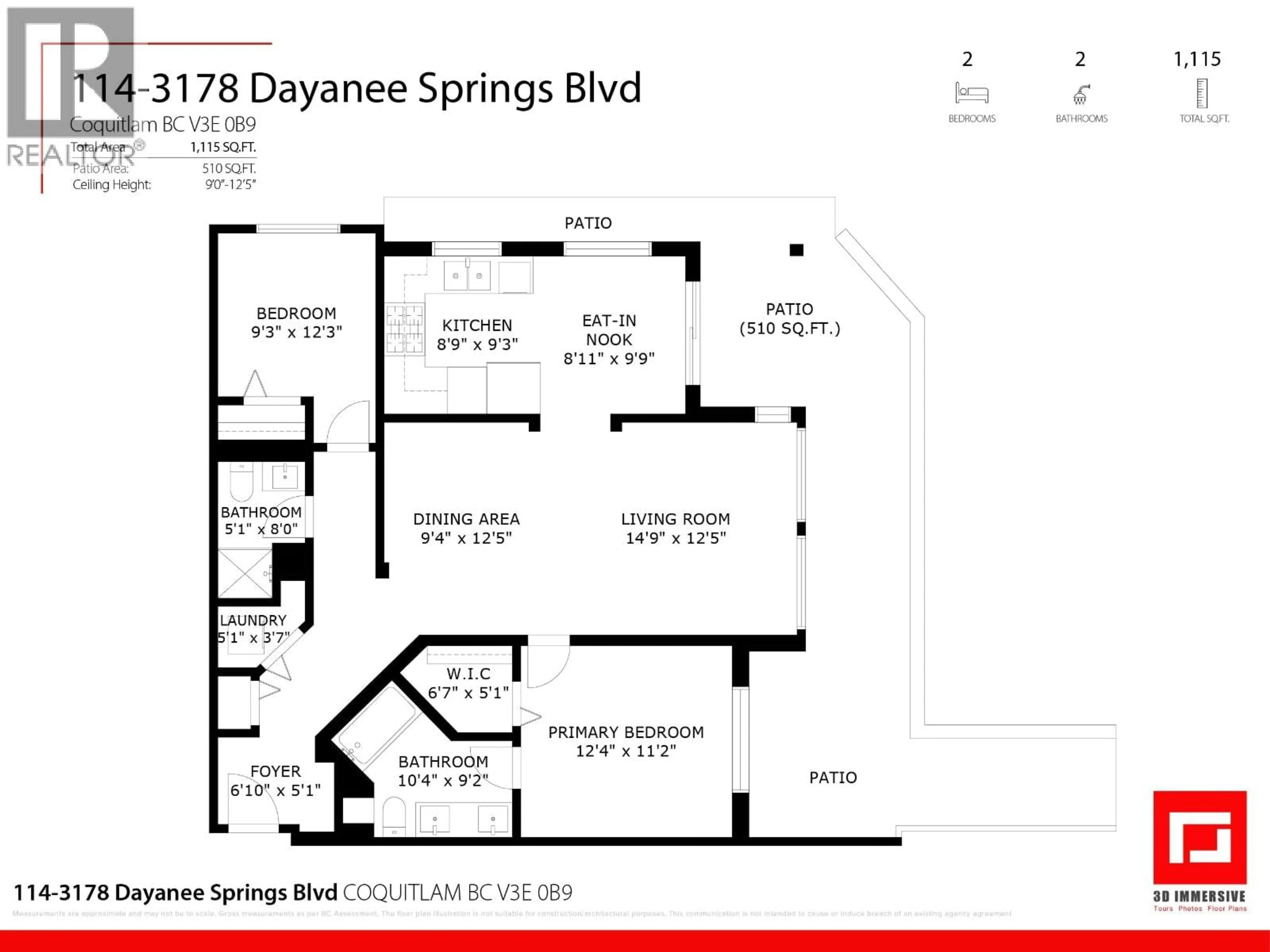 Floor plan for 114 - 3178 DAYANEE SPRINGS BOULEVARD, Coquitlam British Columbia V3E0B9