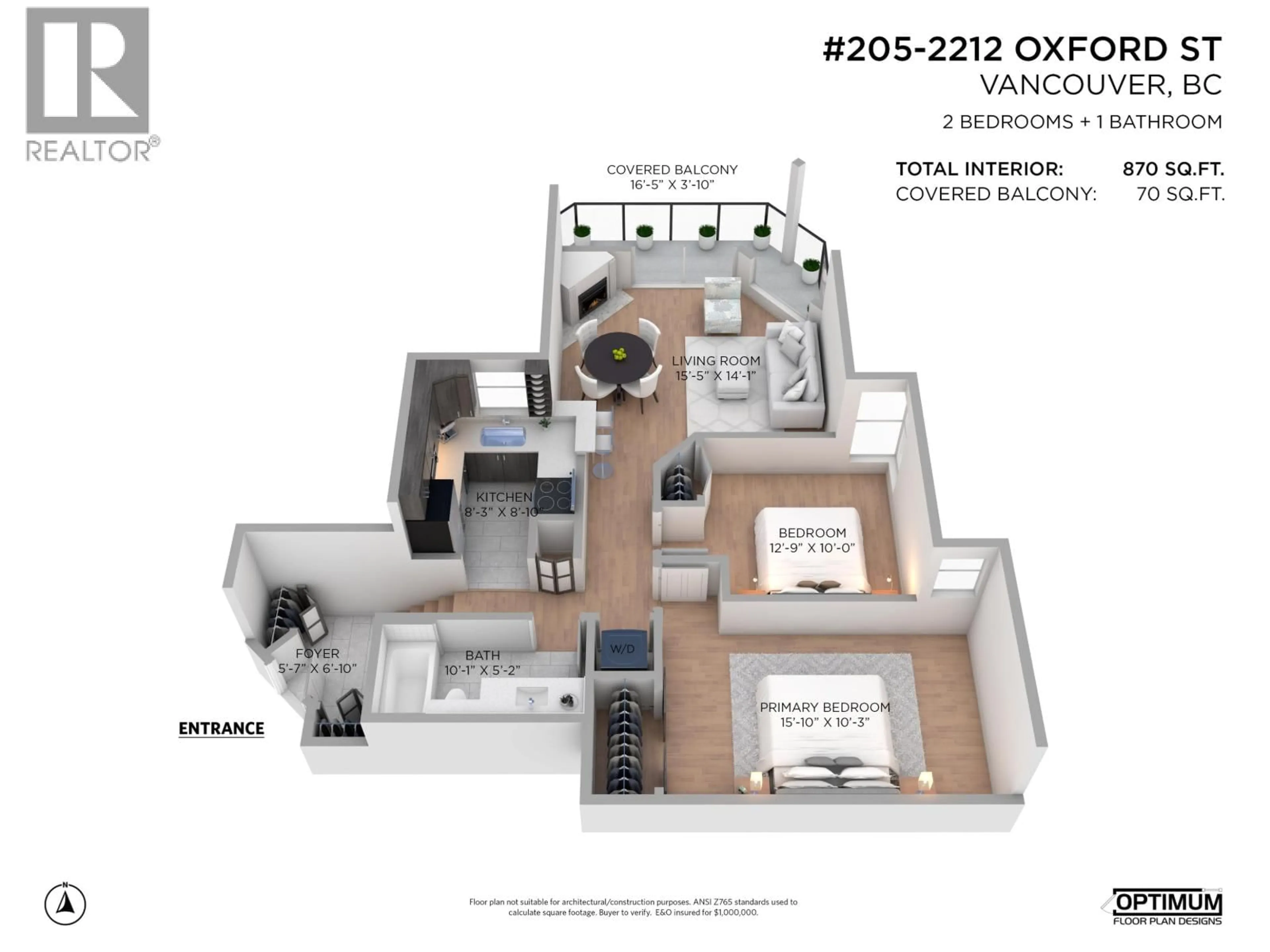 Floor plan for 205 - 2212 OXFORD STREET, Vancouver British Columbia V5L1G1