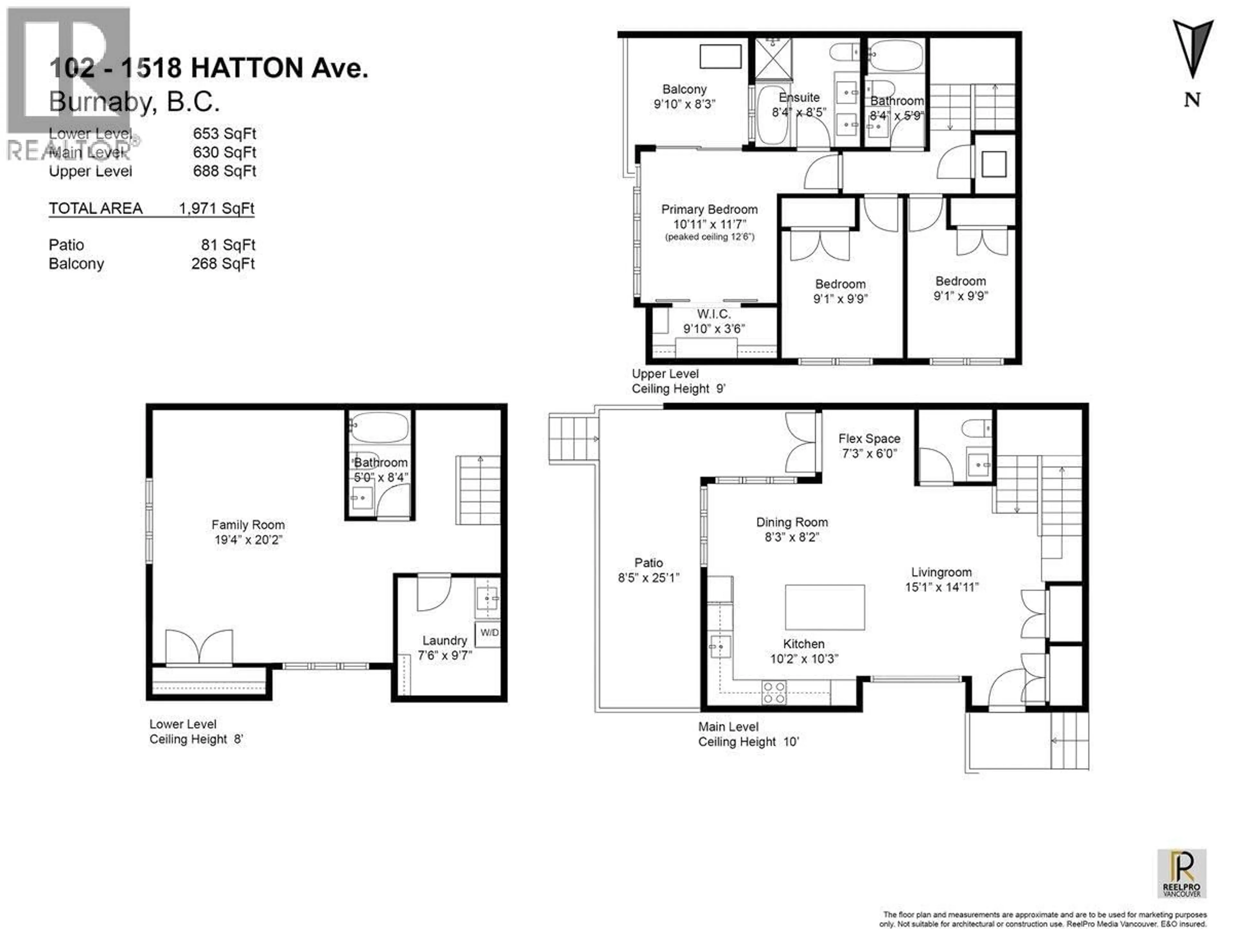 Floor plan for 102 - 1518 HATTON AVENUE, Burnaby British Columbia V5A2V1