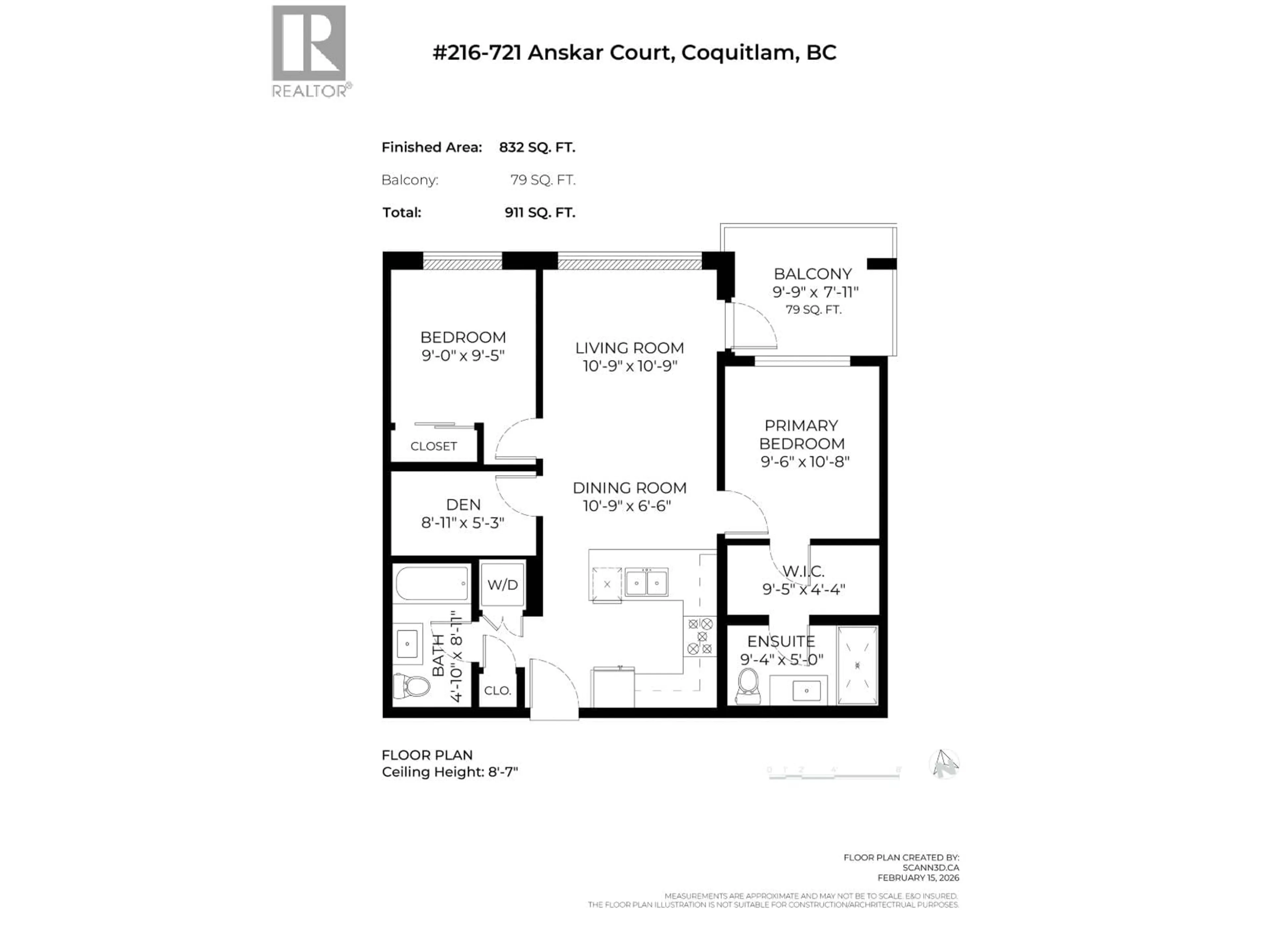 Floor plan for 216 - 721 ANSKAR COURT, Coquitlam British Columbia V3J0L4