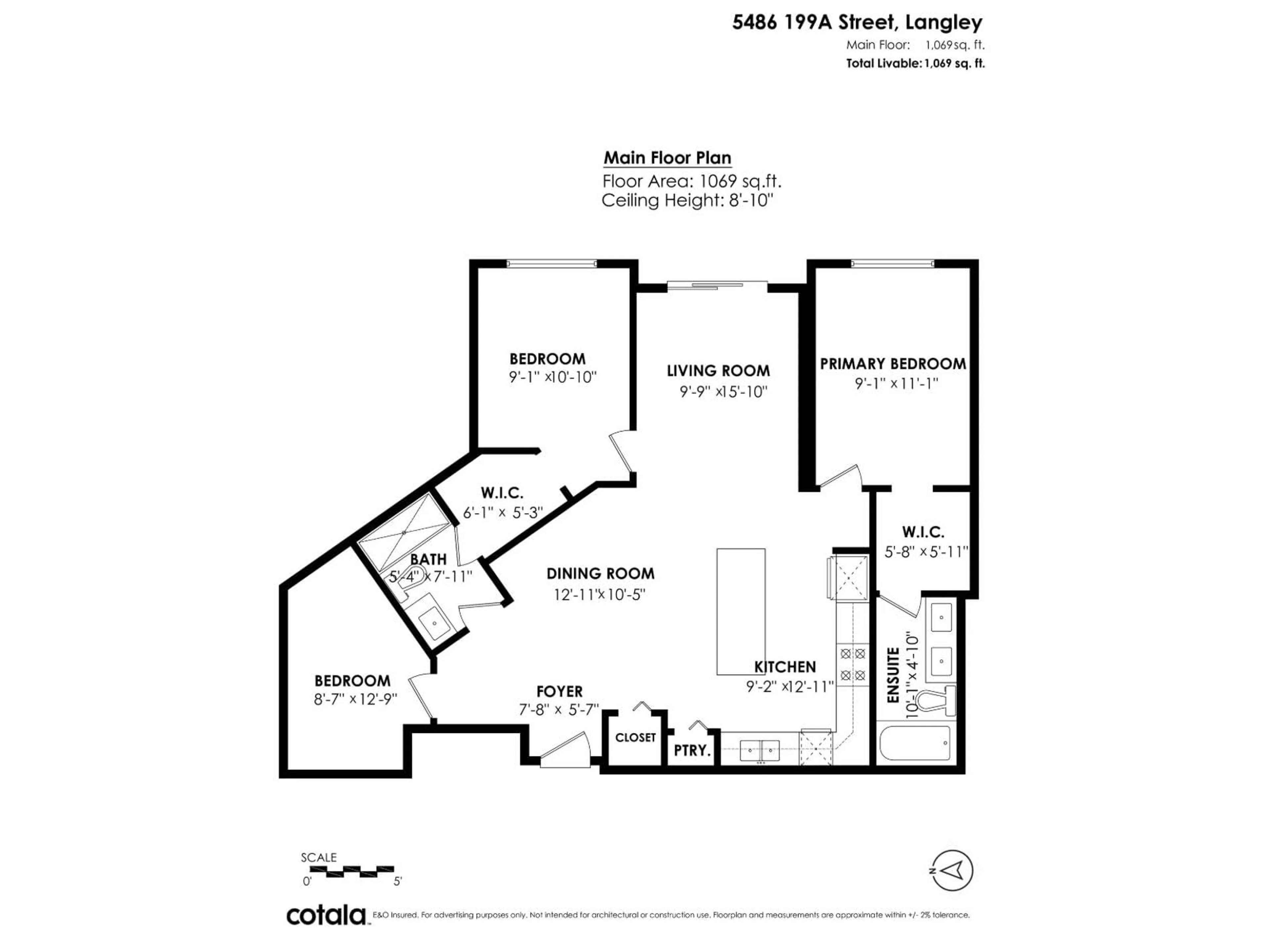 Floor plan for 120 - 5486 199A STREET, Langley British Columbia V3A0N6