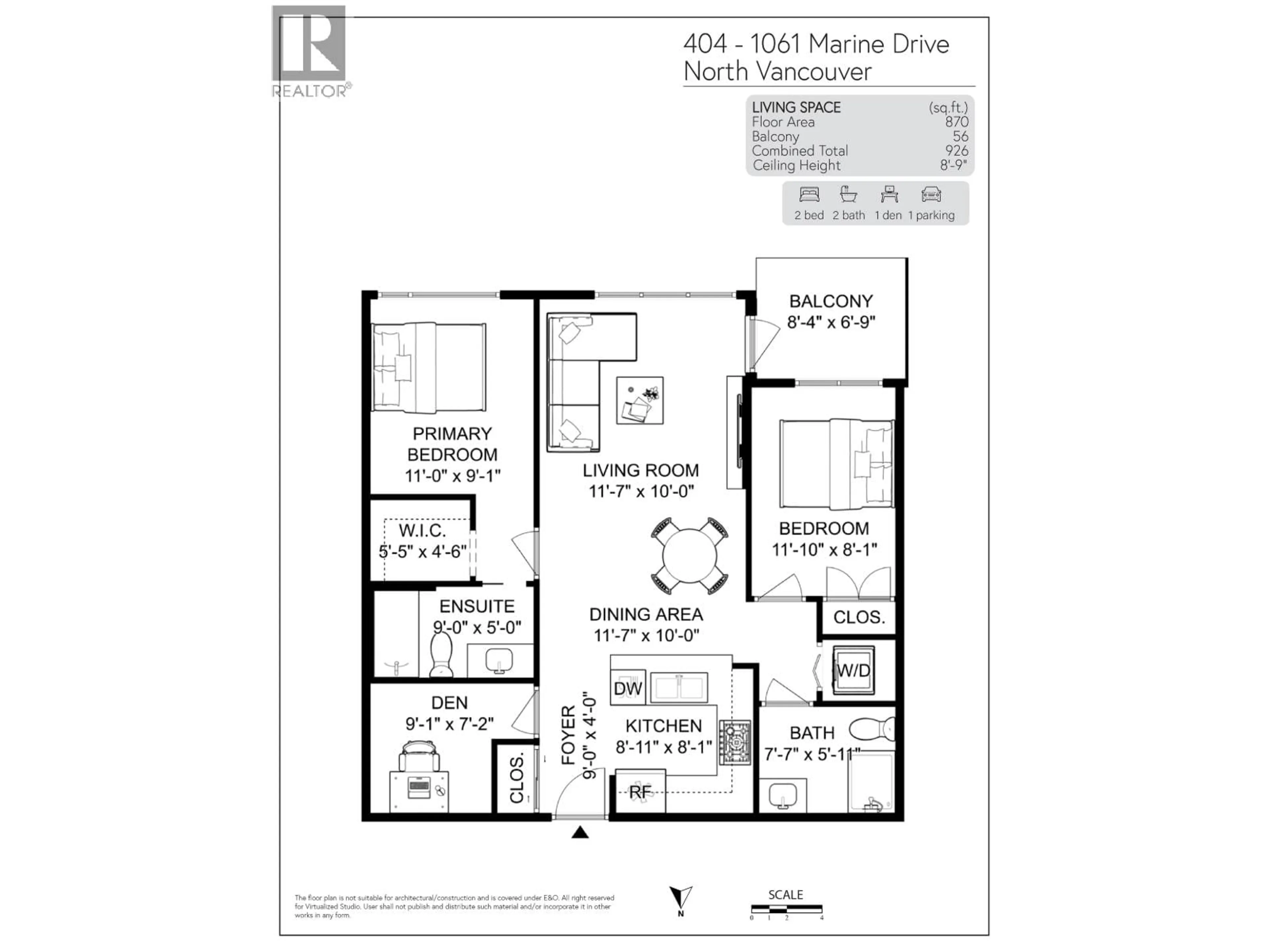 Floor plan for 404 - 1061 MARINE DRIVE, North Vancouver British Columbia V7P1S6