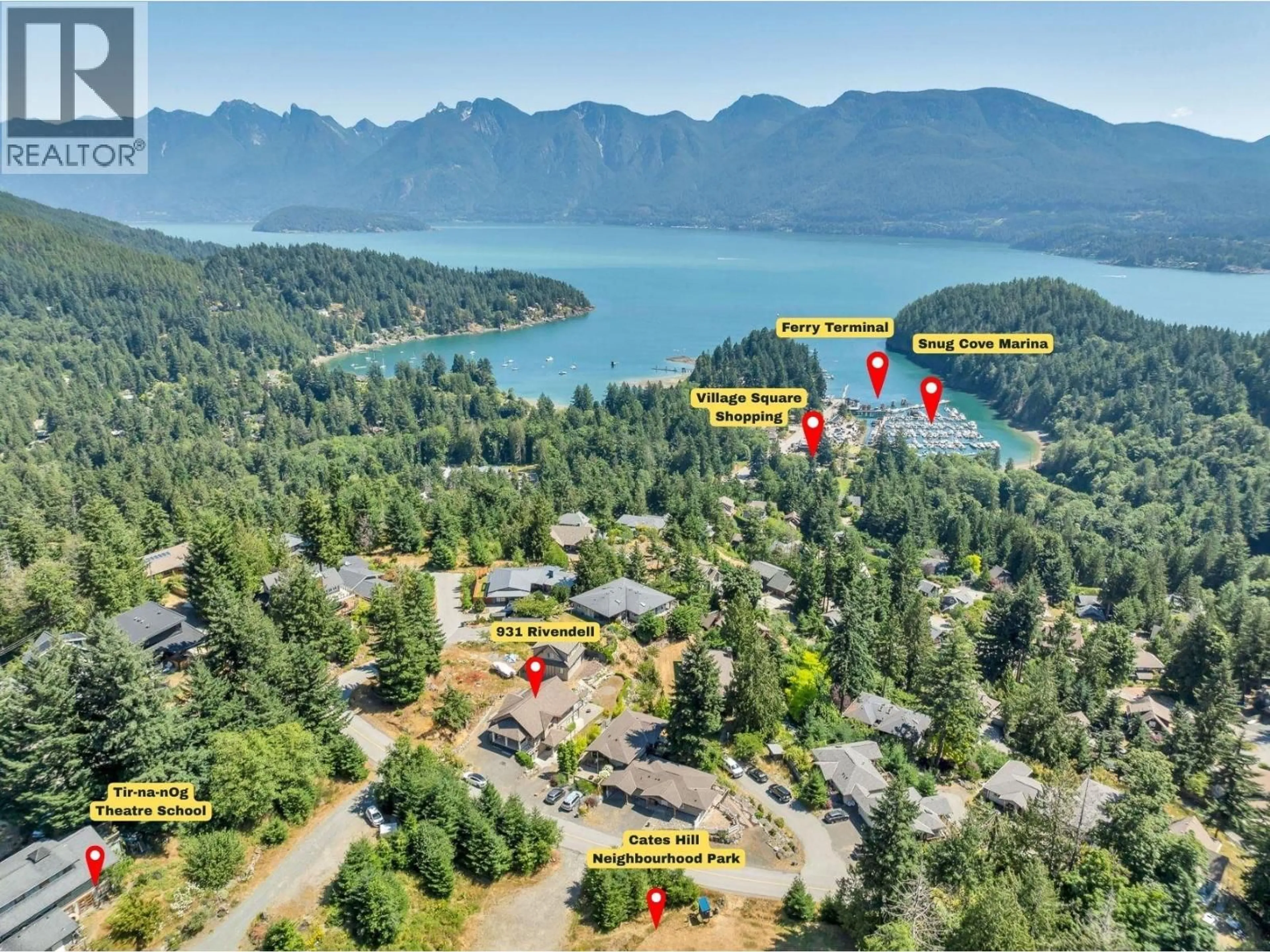 A pic from outside/outdoor area/front of a property/back of a property/a pic from drone, water/lake/river/ocean view for 931 RIVENDELL DRIVE, Bowen Island British Columbia V0N1G1