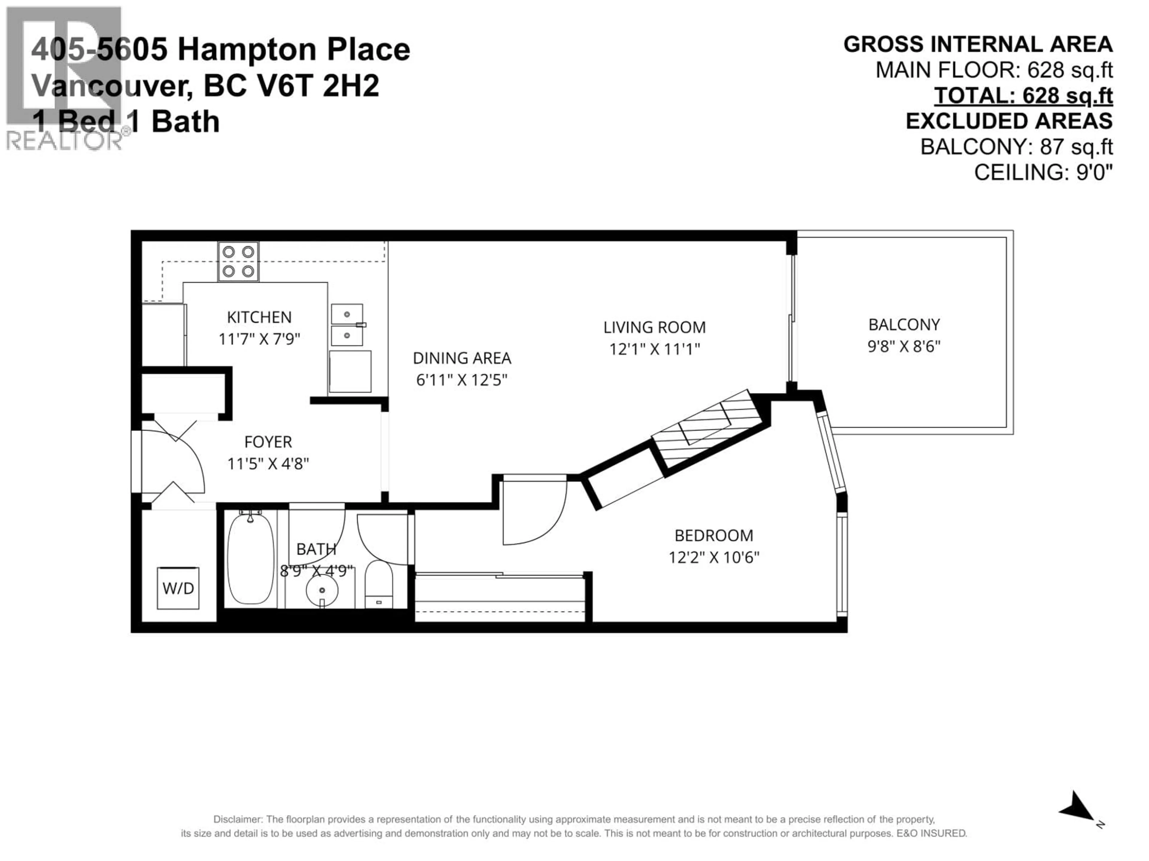 Floor plan for 405 - 5605 HAMPTON PLACE, Vancouver British Columbia V6T2H2