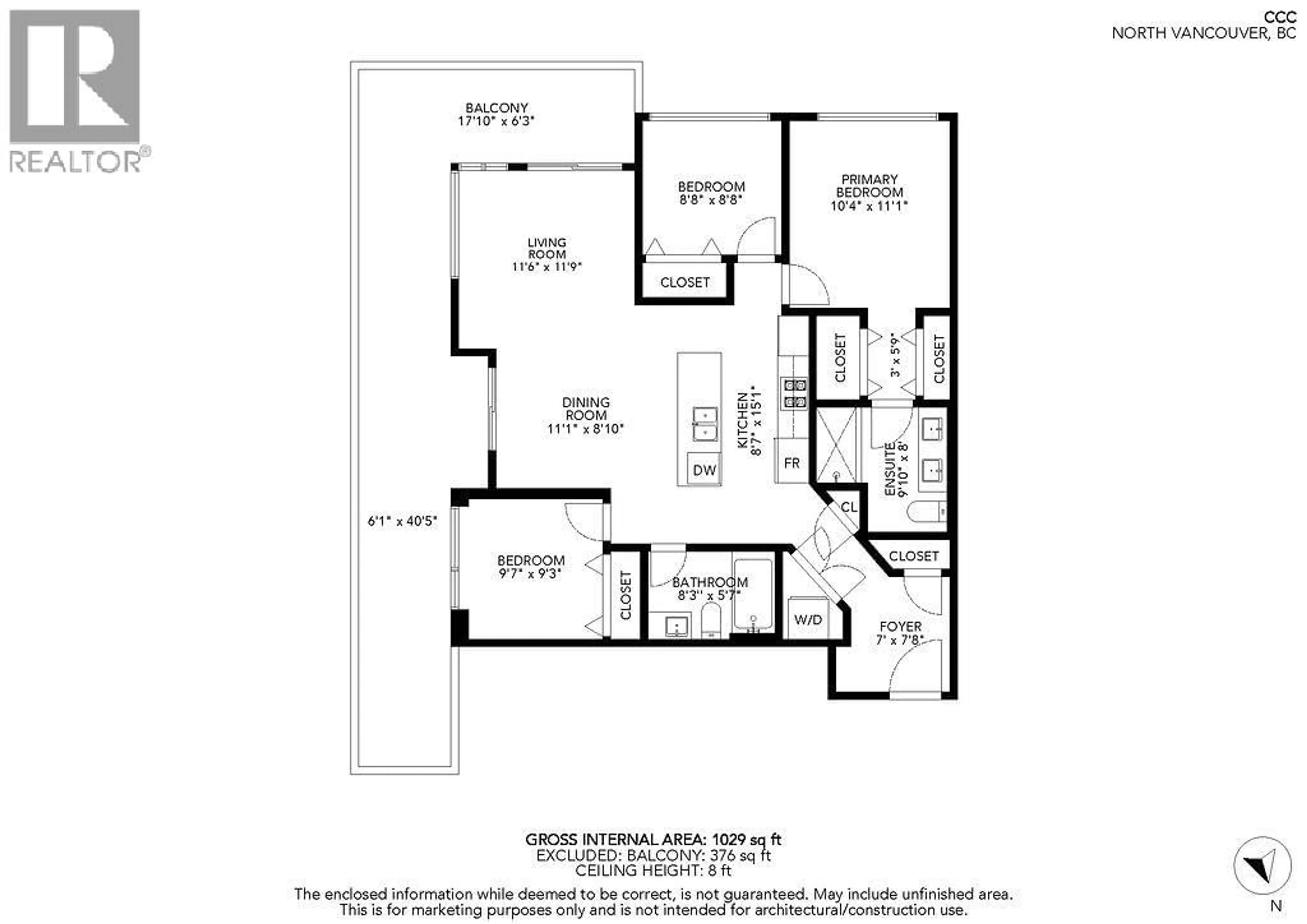 Floor plan for 201 - 108 8TH STREET, North Vancouver British Columbia V7L0H1