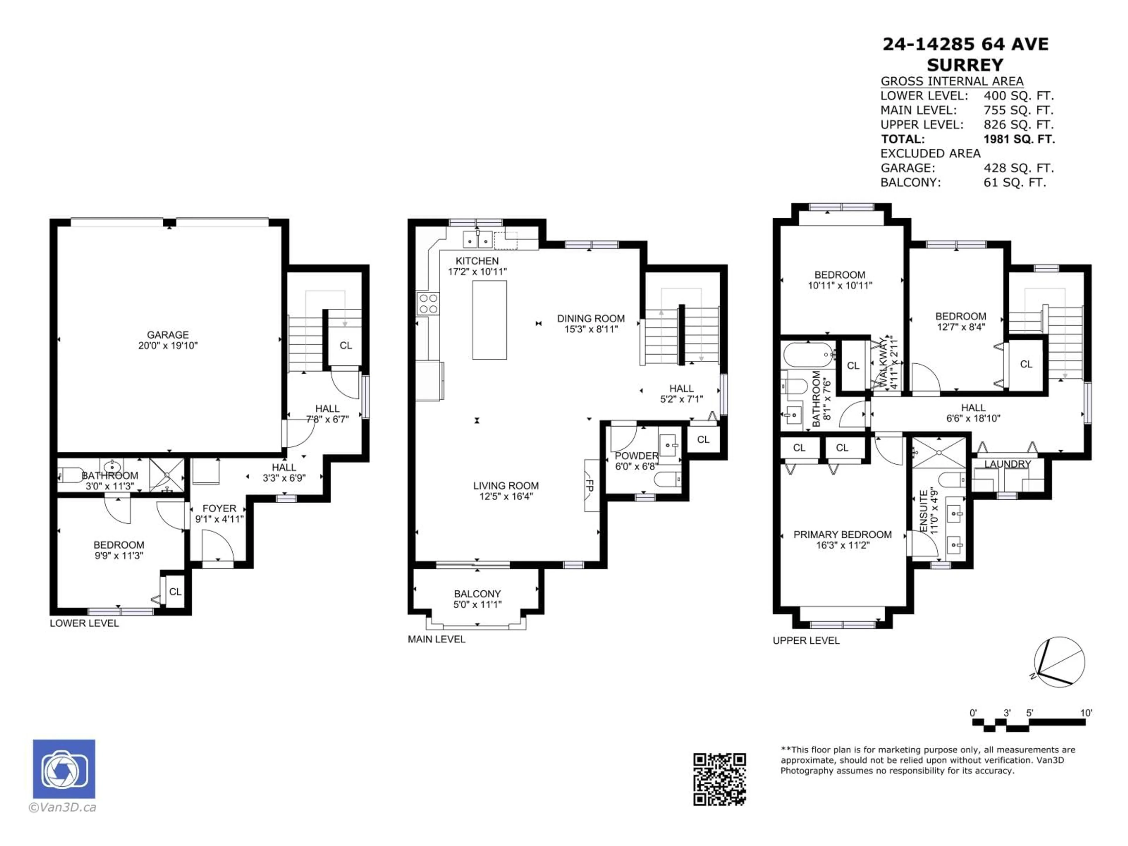 Floor plan for 24 - 14285 64 AVENUE, Surrey British Columbia V3W1Z2