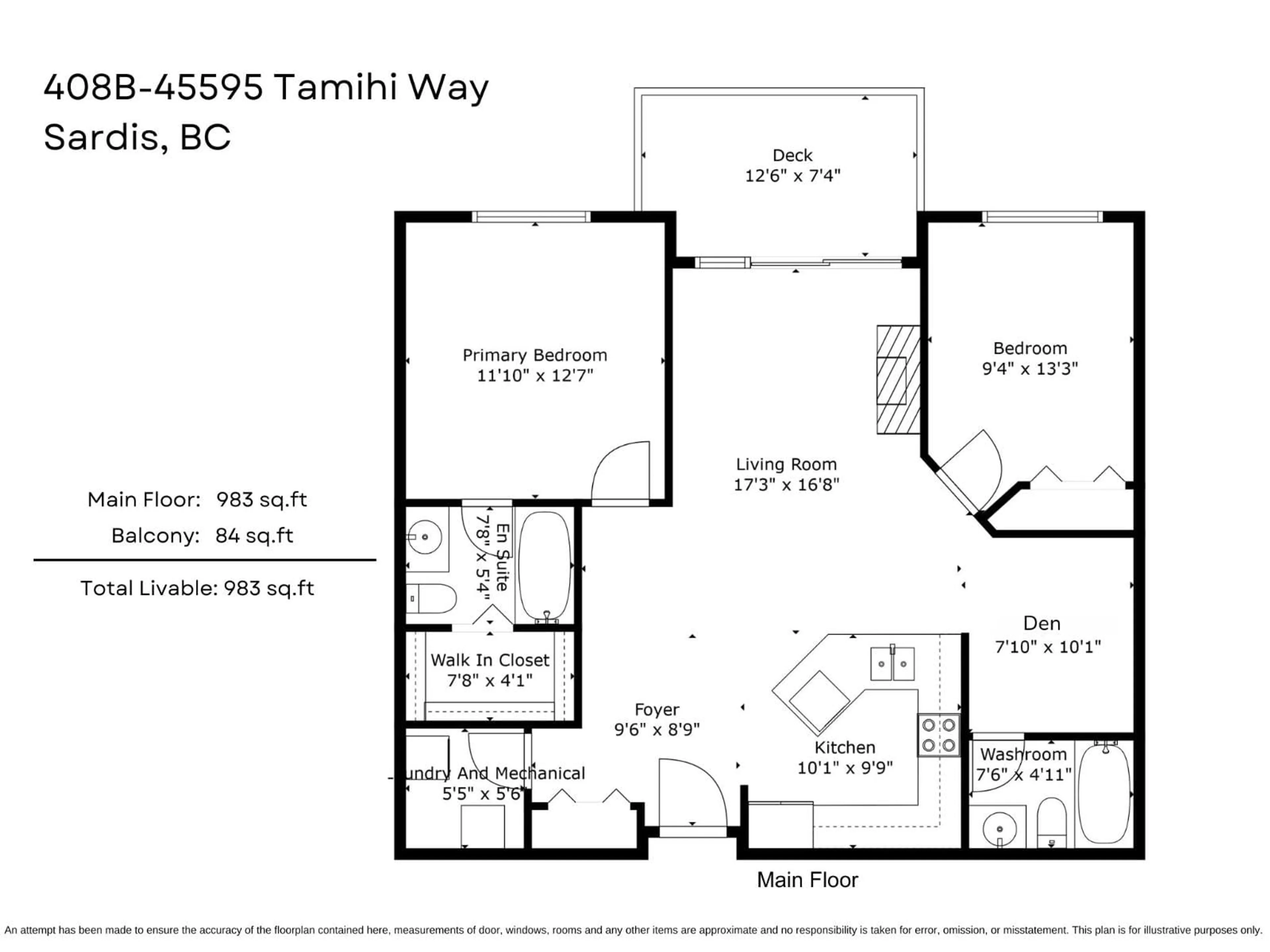 Floor plan for 408B - 45595 TAMIHI WAY, Chilliwack British Columbia V2R0G3
