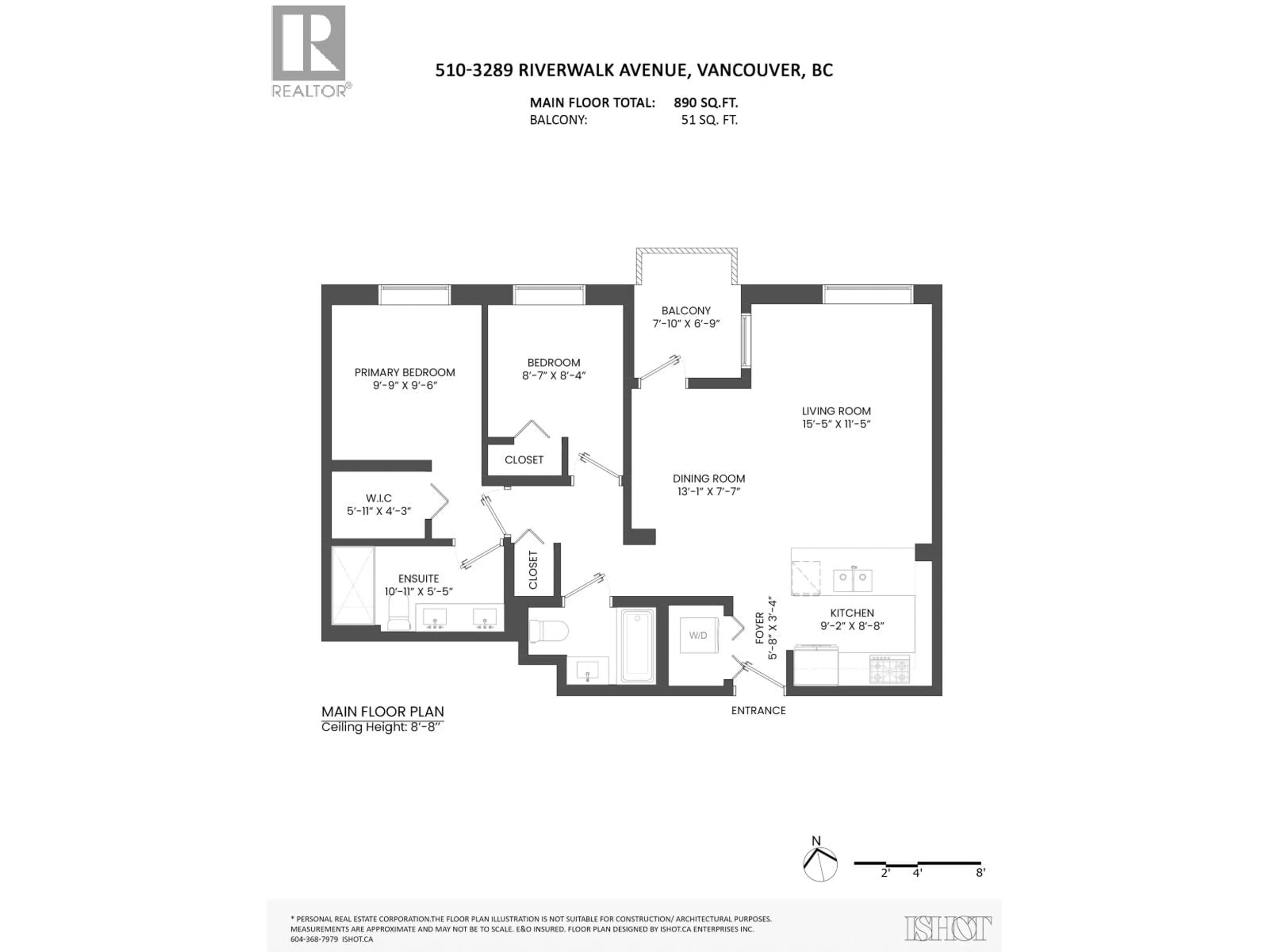 Floor plan for 510 - 3289 RIVERWALK AVENUE, Vancouver British Columbia V5S0G2