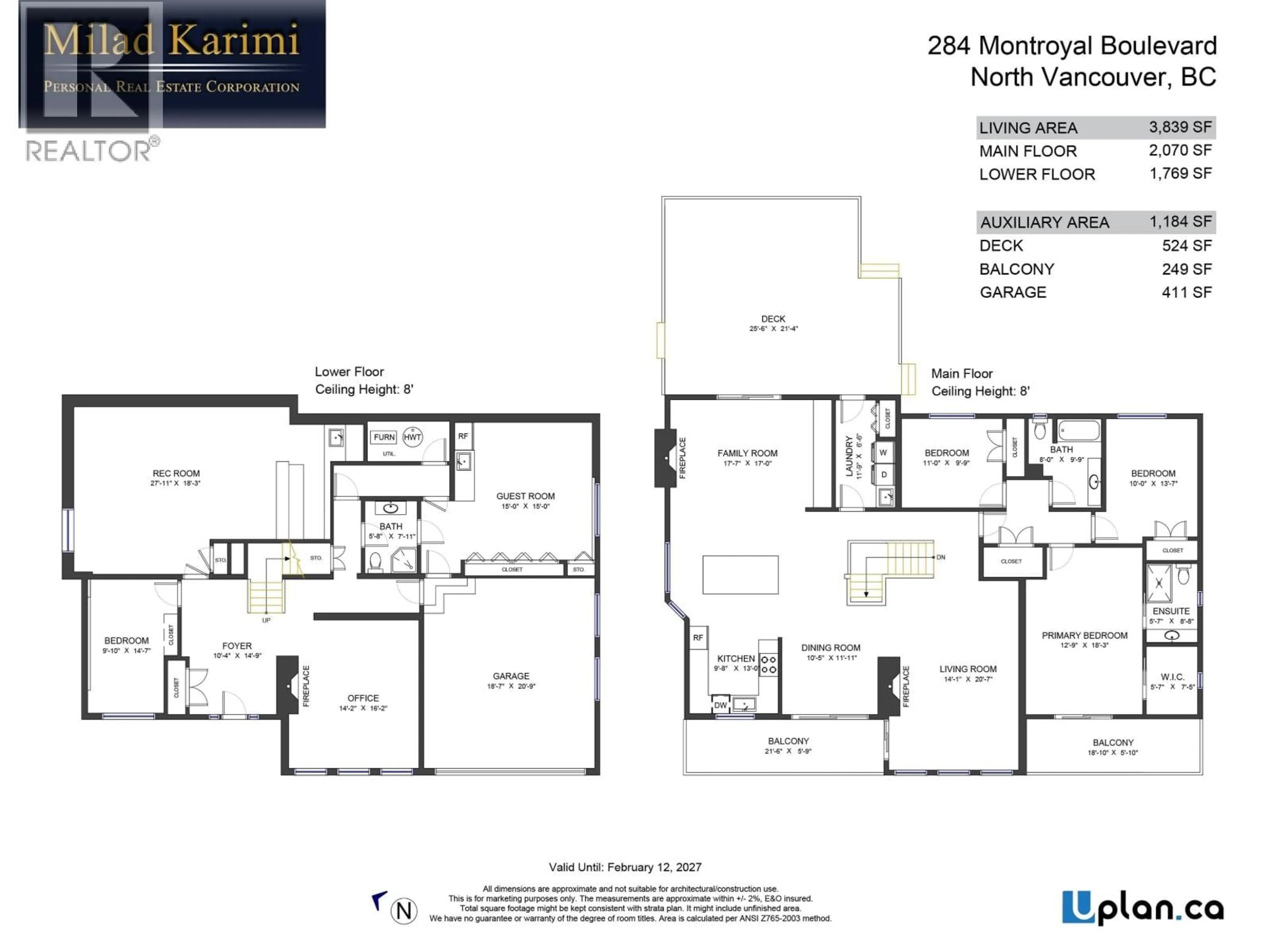 Floor plan for 284 MONTROYAL BOULEVARD, North Vancouver British Columbia V7N4E5