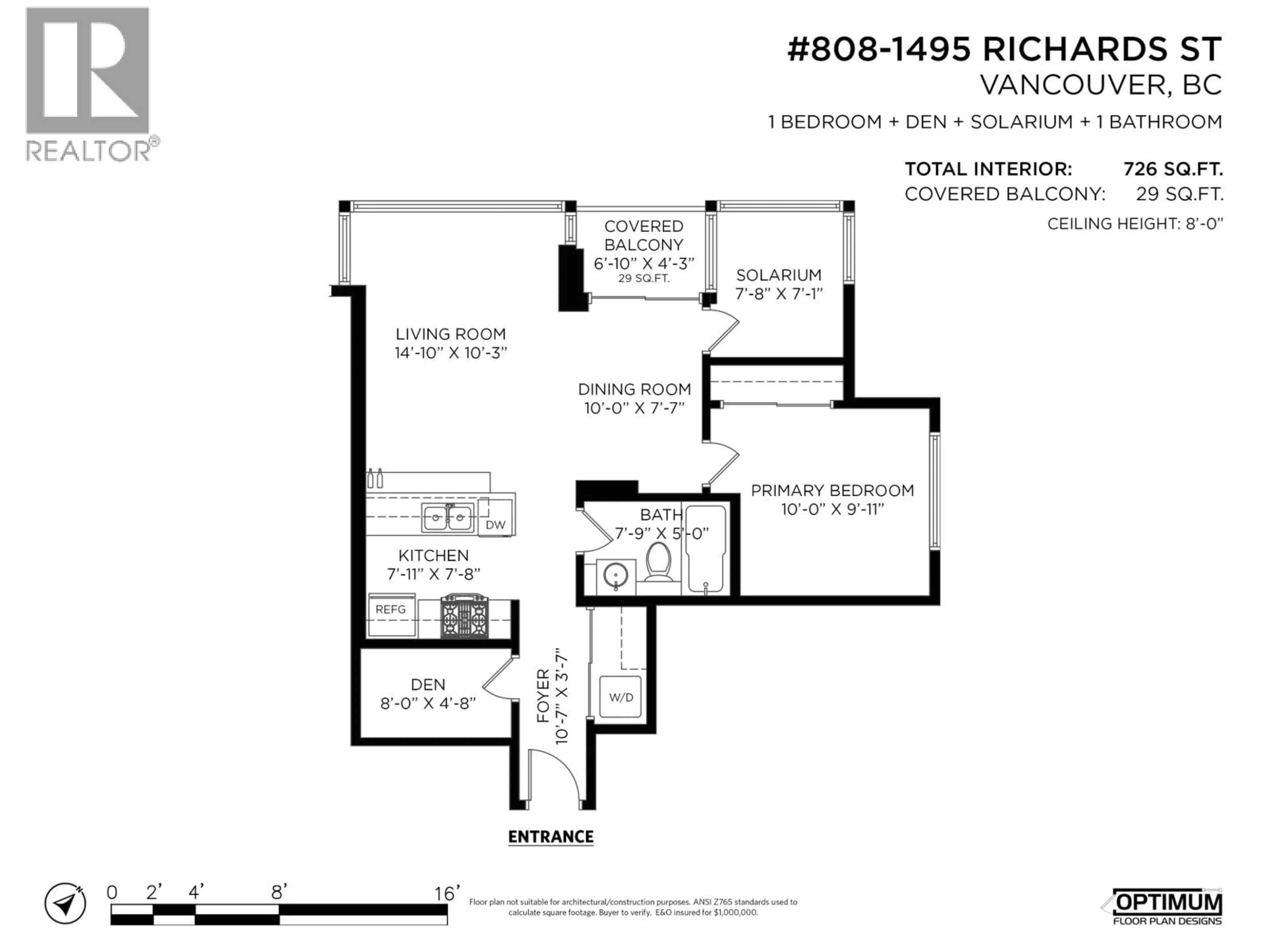 Floor plan for 808 - 1495 RICHARDS STREET, Vancouver British Columbia V6Z3E3
