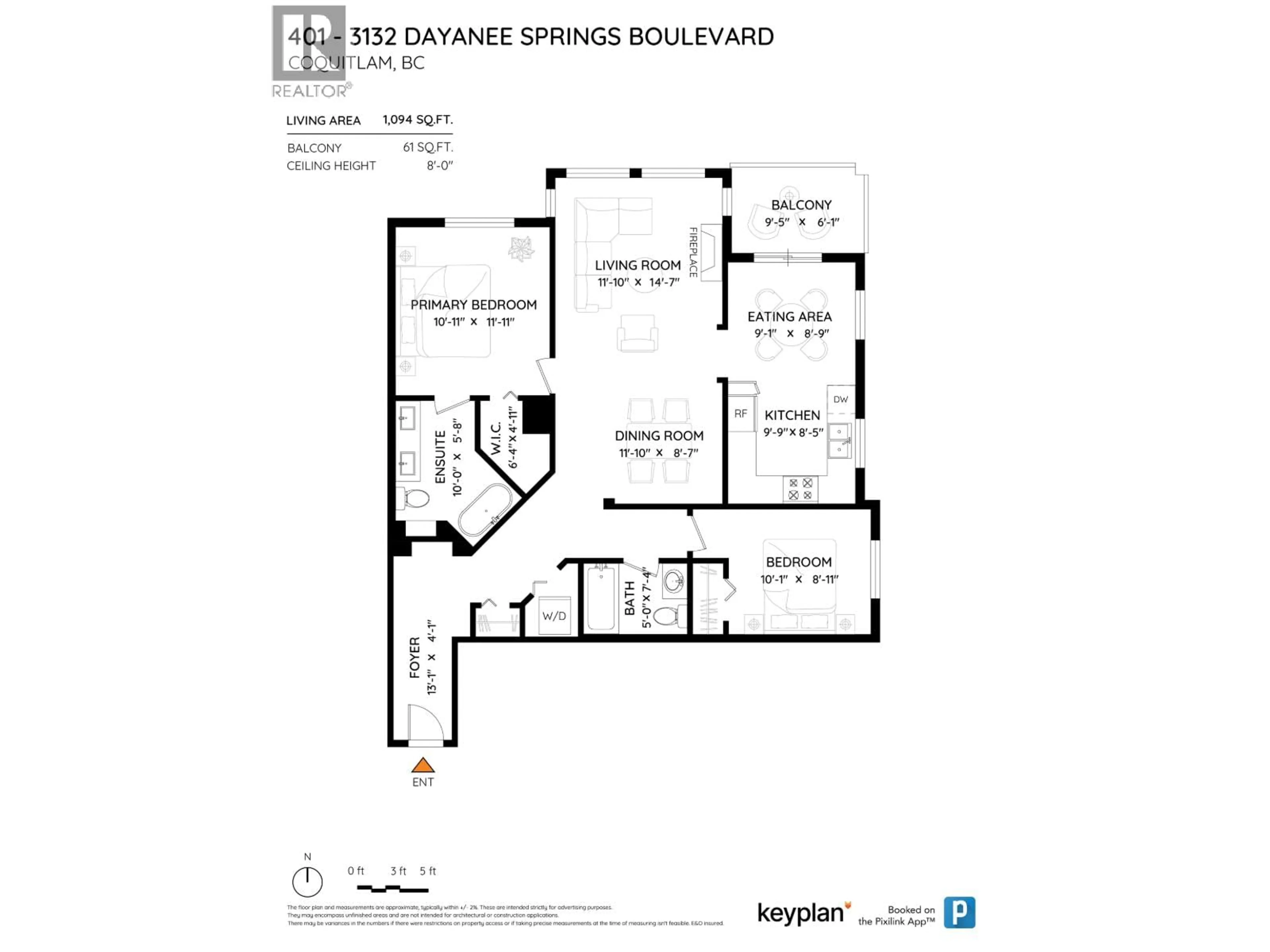 Floor plan for 401 - 3132 DAYANEE SPRINGS BOULEVARD, Coquitlam British Columbia V3E0B5