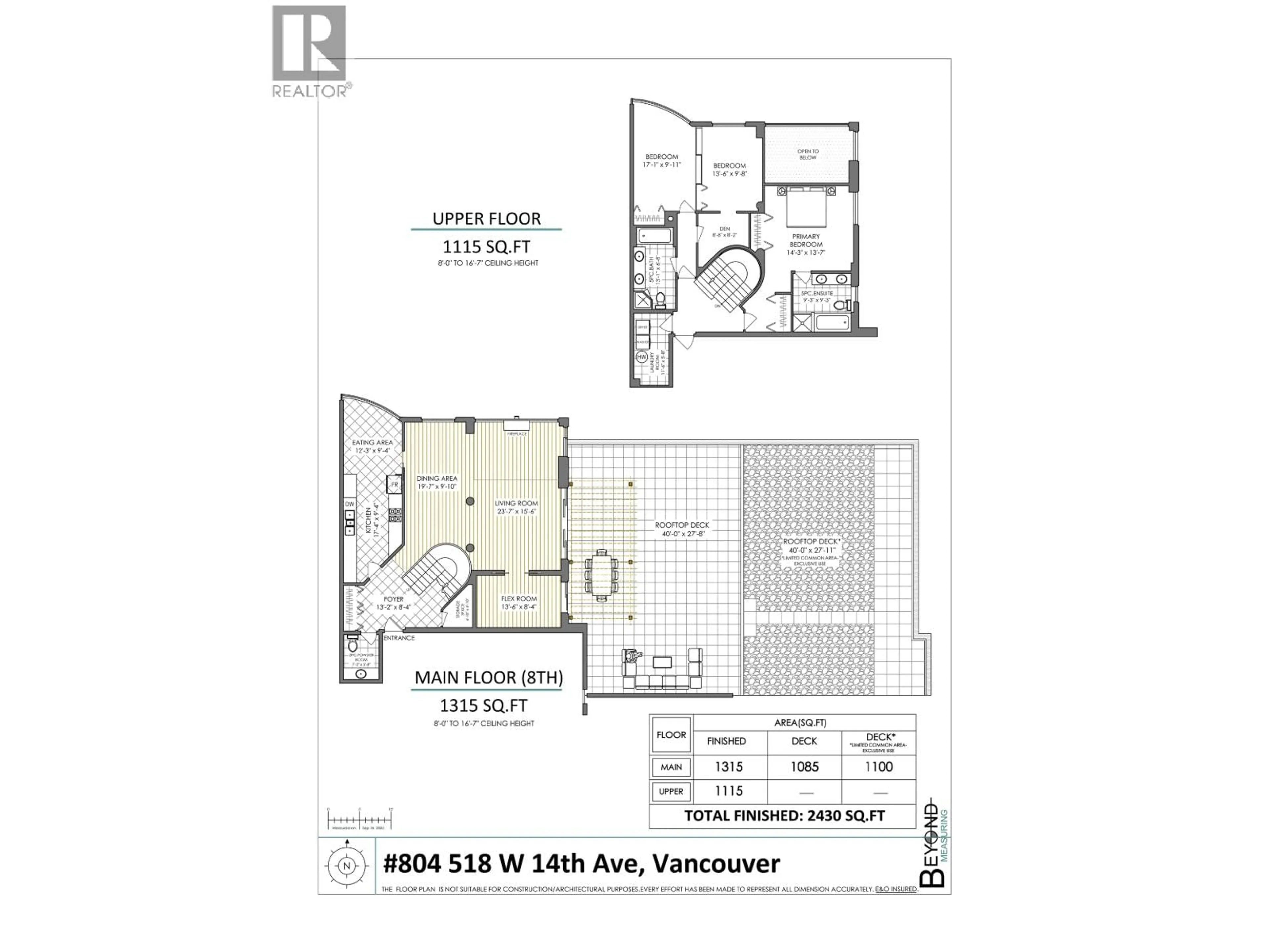 Floor plan for 804 - 518 14TH AVENUE, Vancouver British Columbia V5Z4N5