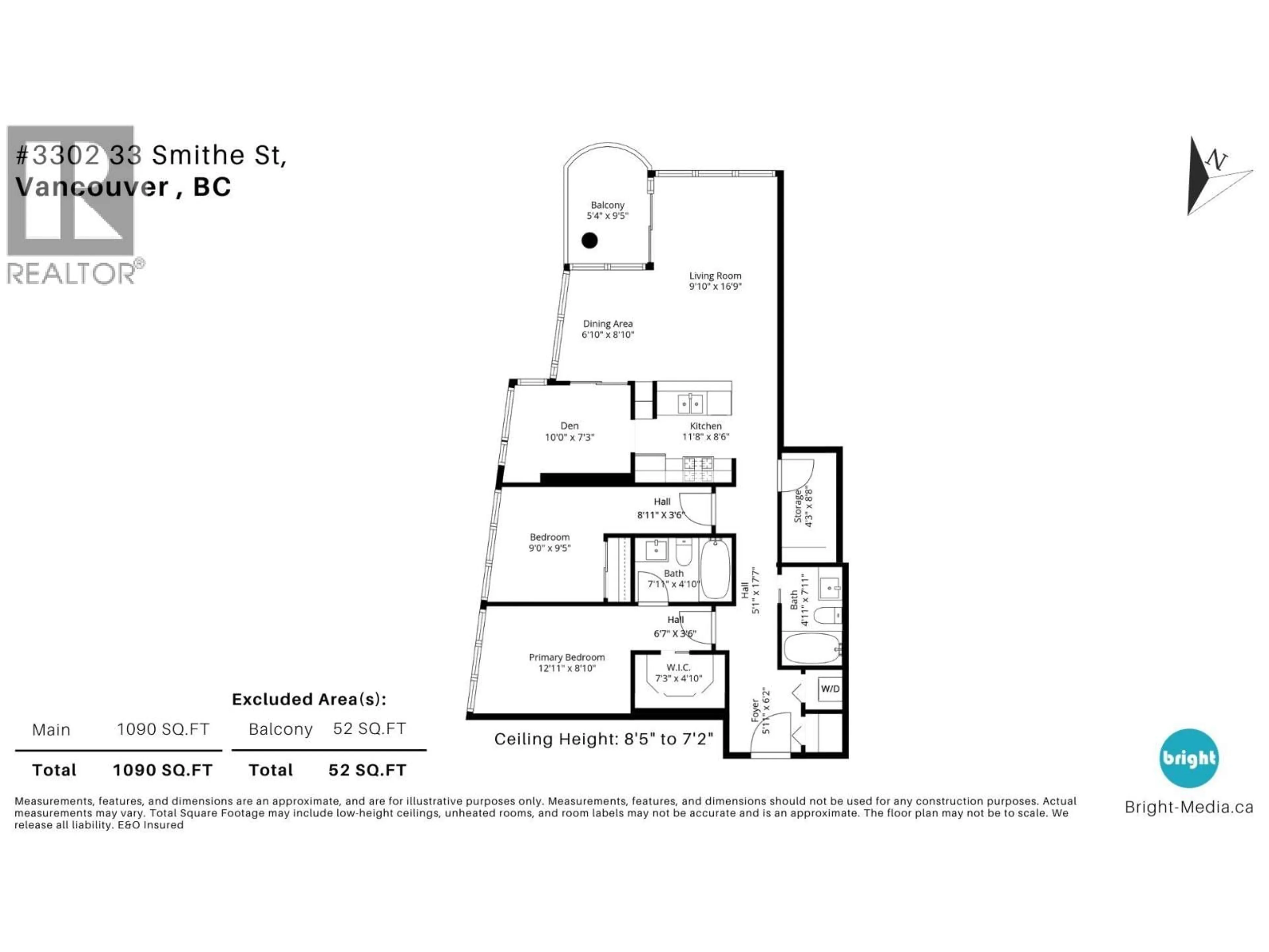 Floor plan for 3302 - 33 SMITHE STREET, Vancouver British Columbia V6B0B5