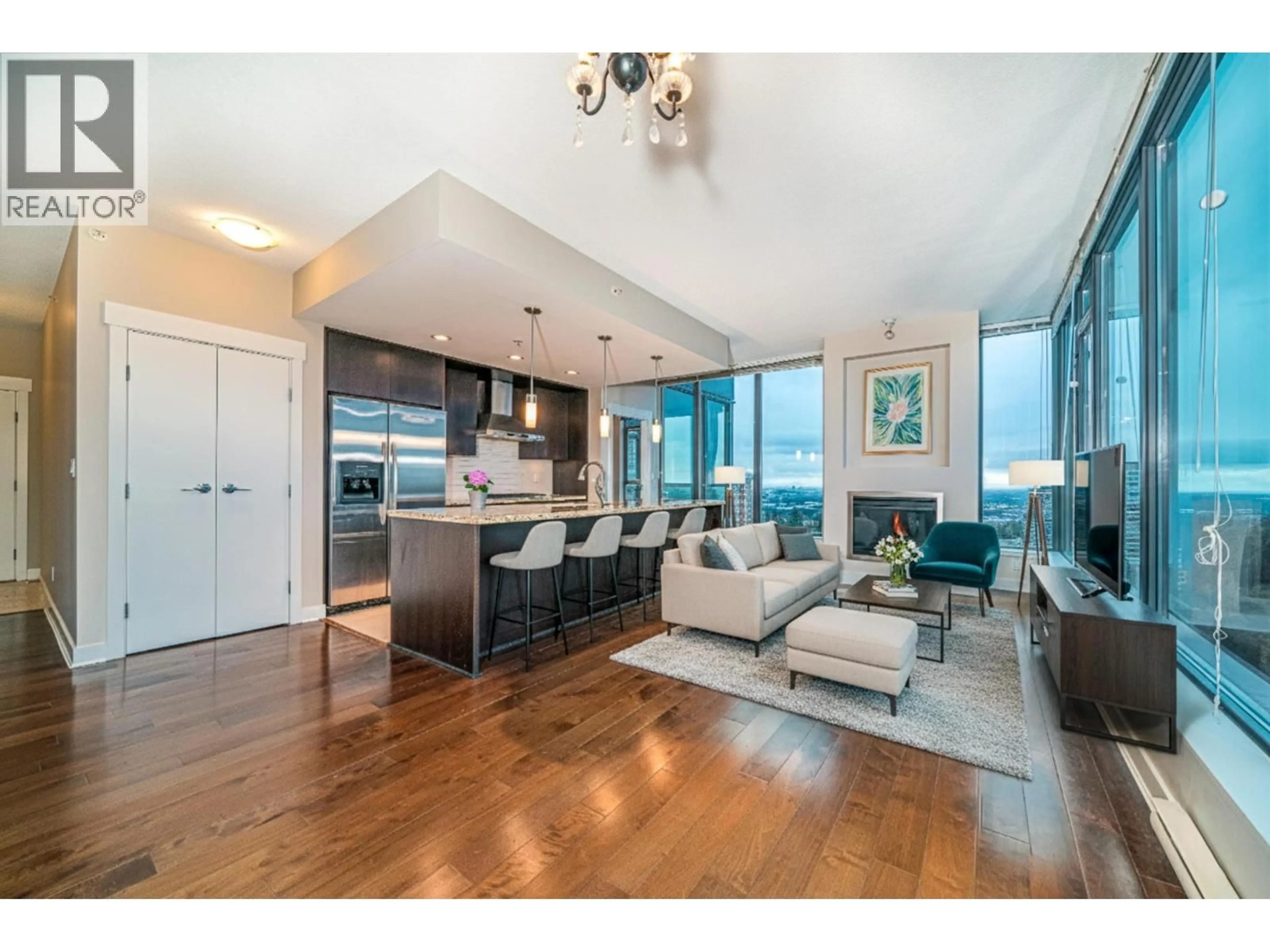 Open concept kitchen, wood/laminate floor for 2902 - 7088 18TH AVENUE, Burnaby British Columbia V3N0A2