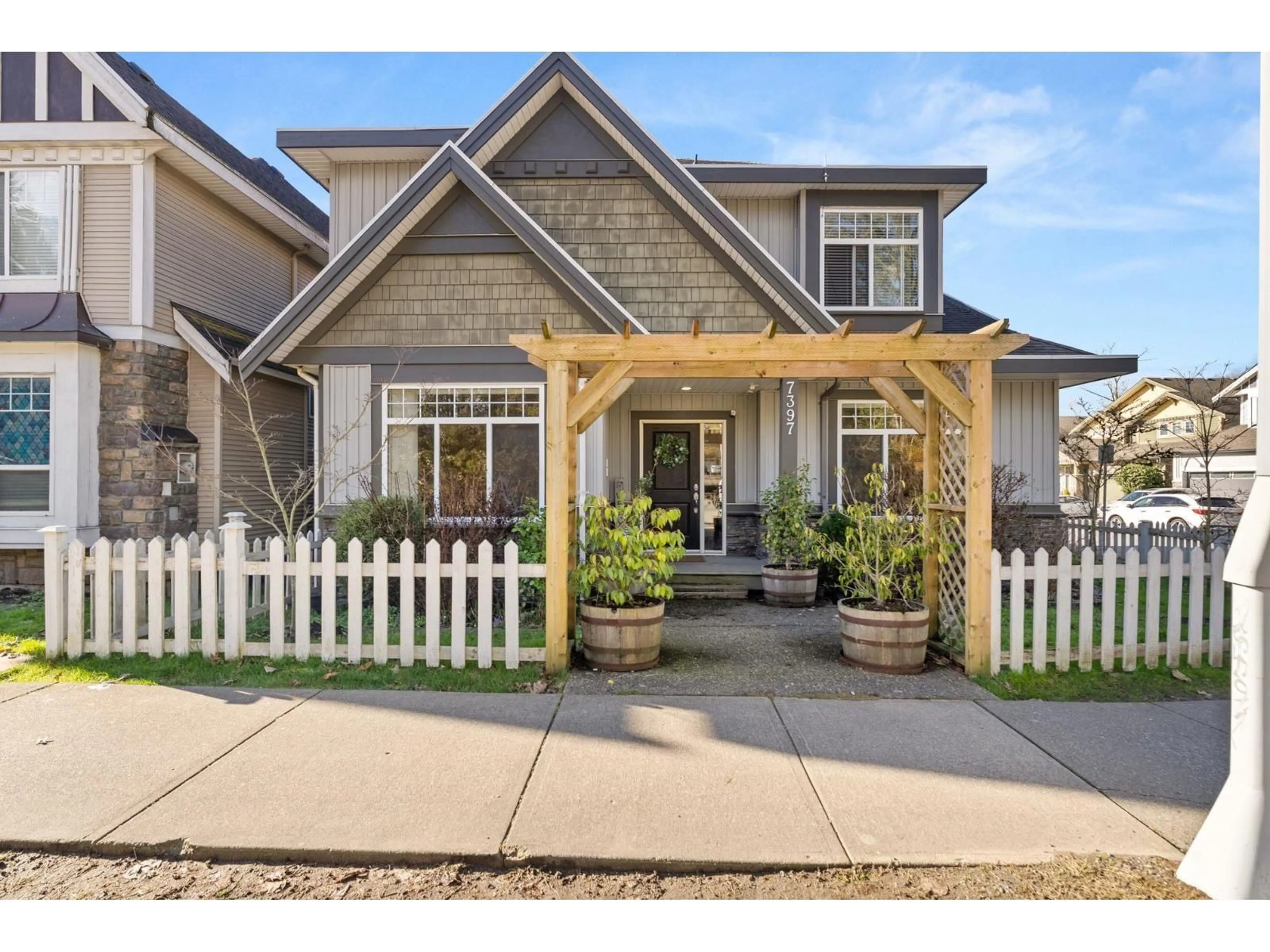 Home with vinyl exterior material, street for 7397 202A STREET, Langley British Columbia V2Y0A8