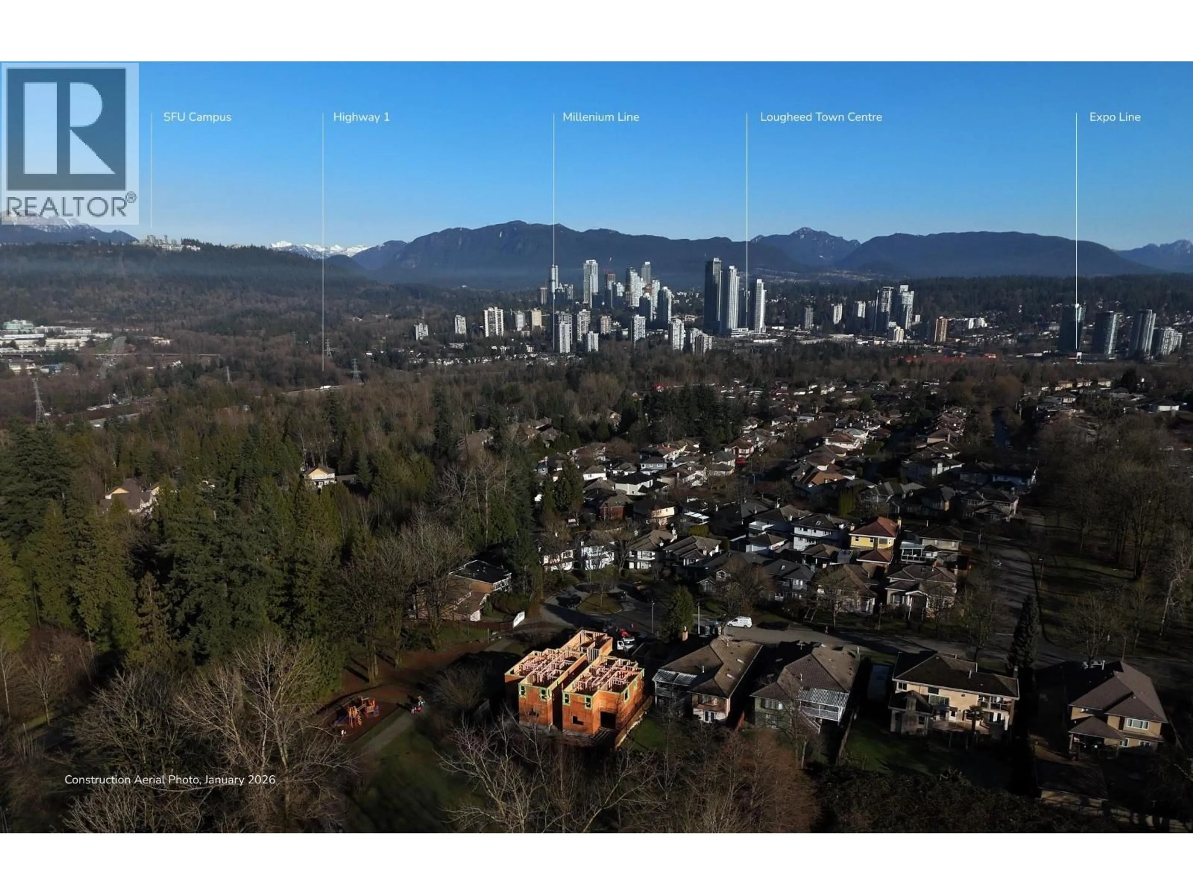 A pic from outside/outdoor area/front of a property/back of a property/a pic from drone, mountain view for 3 - 7609 COLDICUTT STREET, Burnaby British Columbia V3N3Z5