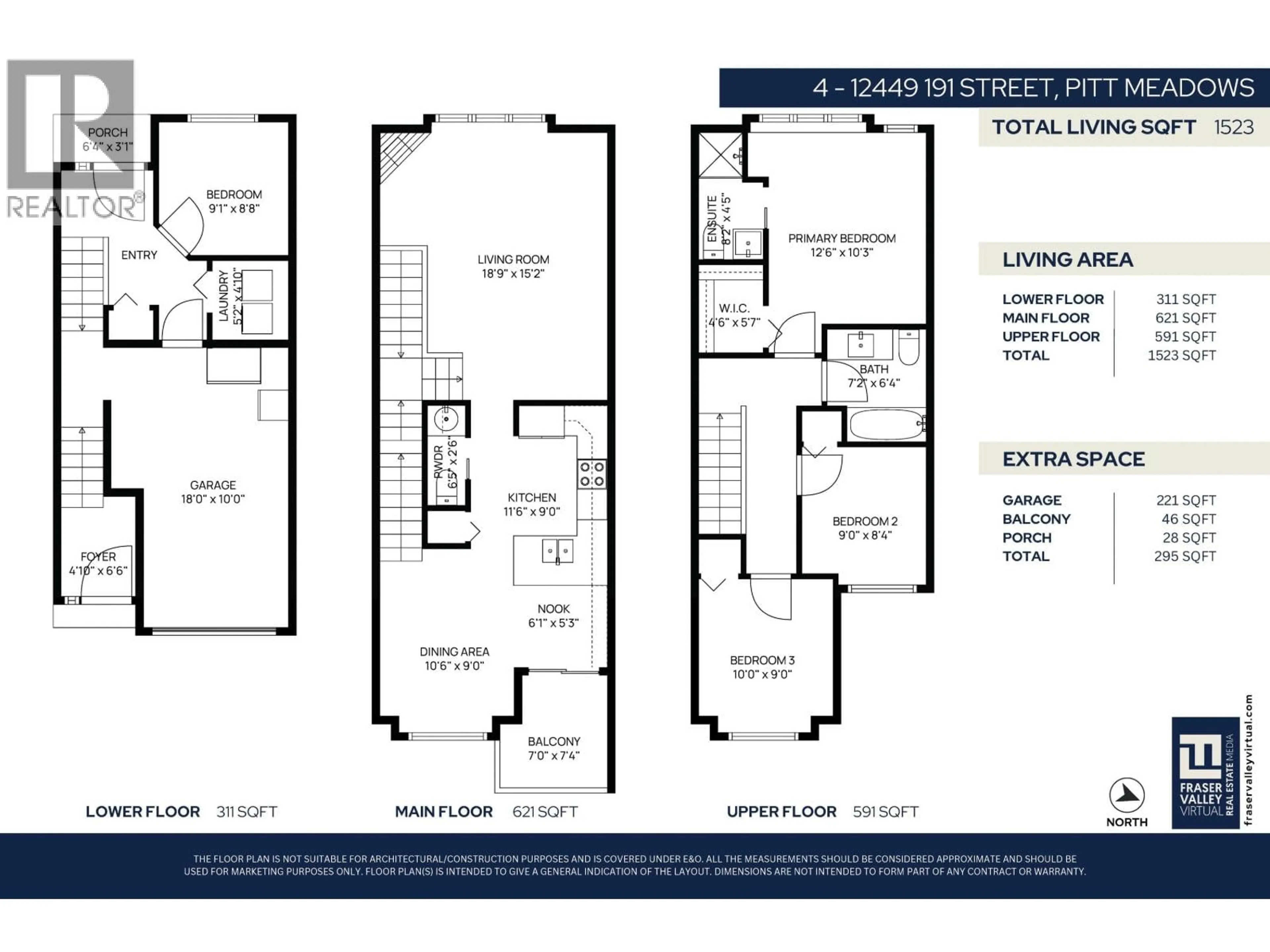 Floor plan for 4 - 12449 191 STREET, Pitt Meadows British Columbia V3Y2R4