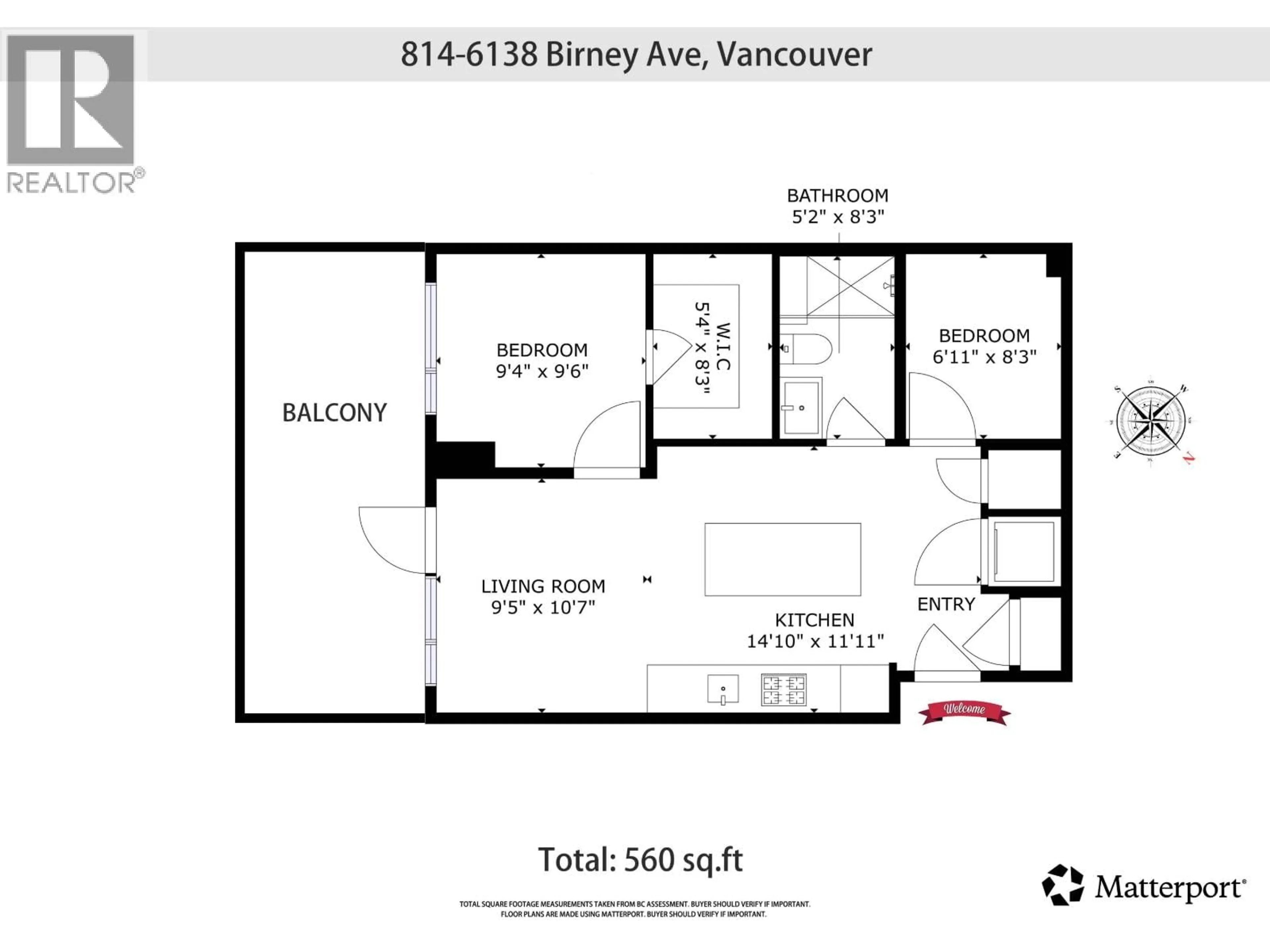 Floor plan for 814 - 6138 BIRNEY AVENUE, Vancouver British Columbia V6S0N1